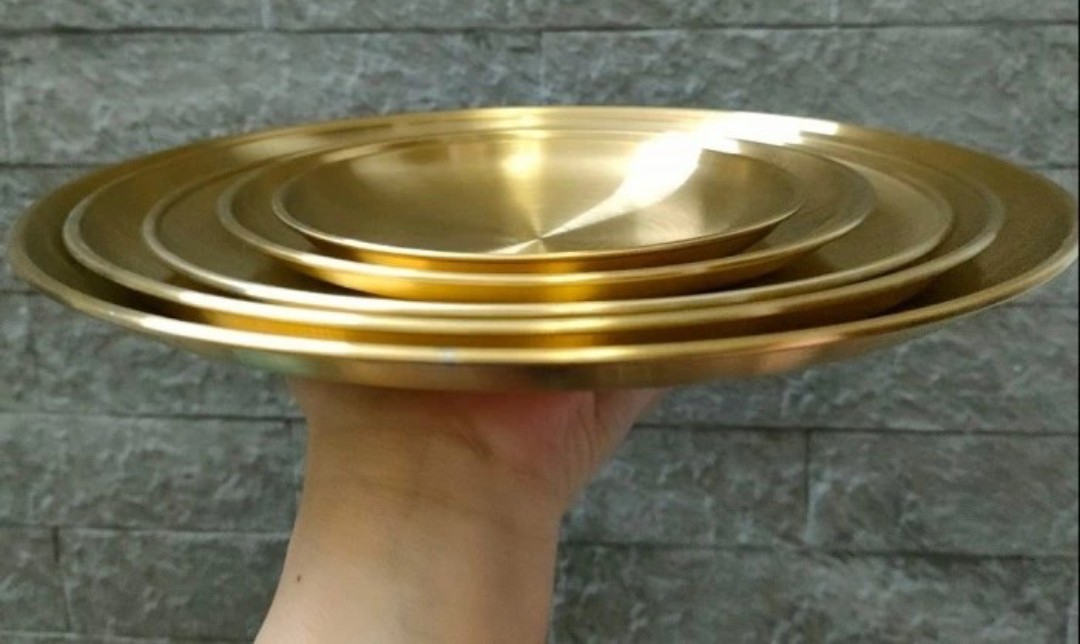 SET 5 DĨA INOX MẠ VÀNG NHIỀU KÍCH CỠ