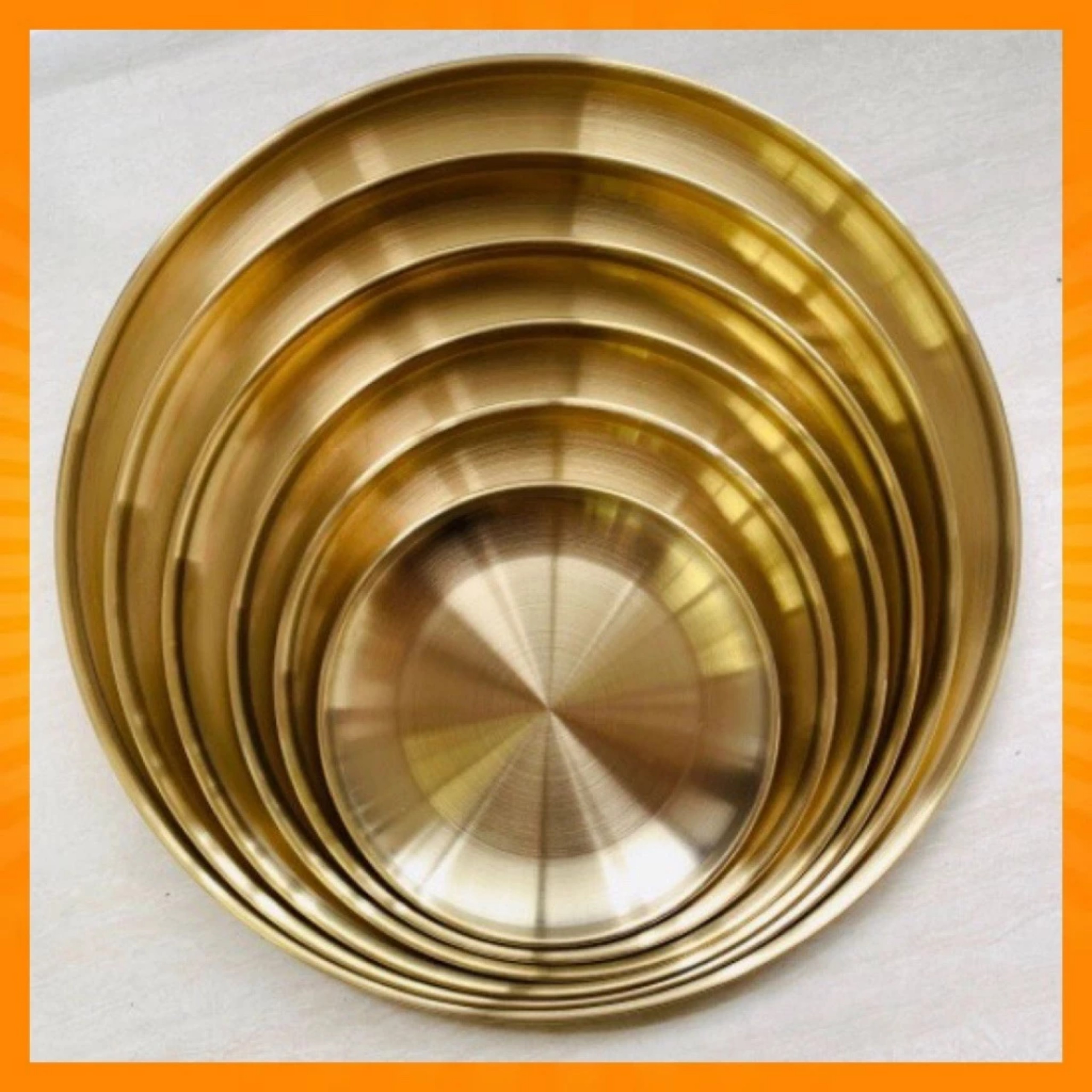 SET 5 DĨA INOX MẠ VÀNG NHIỀU KÍCH CỠ