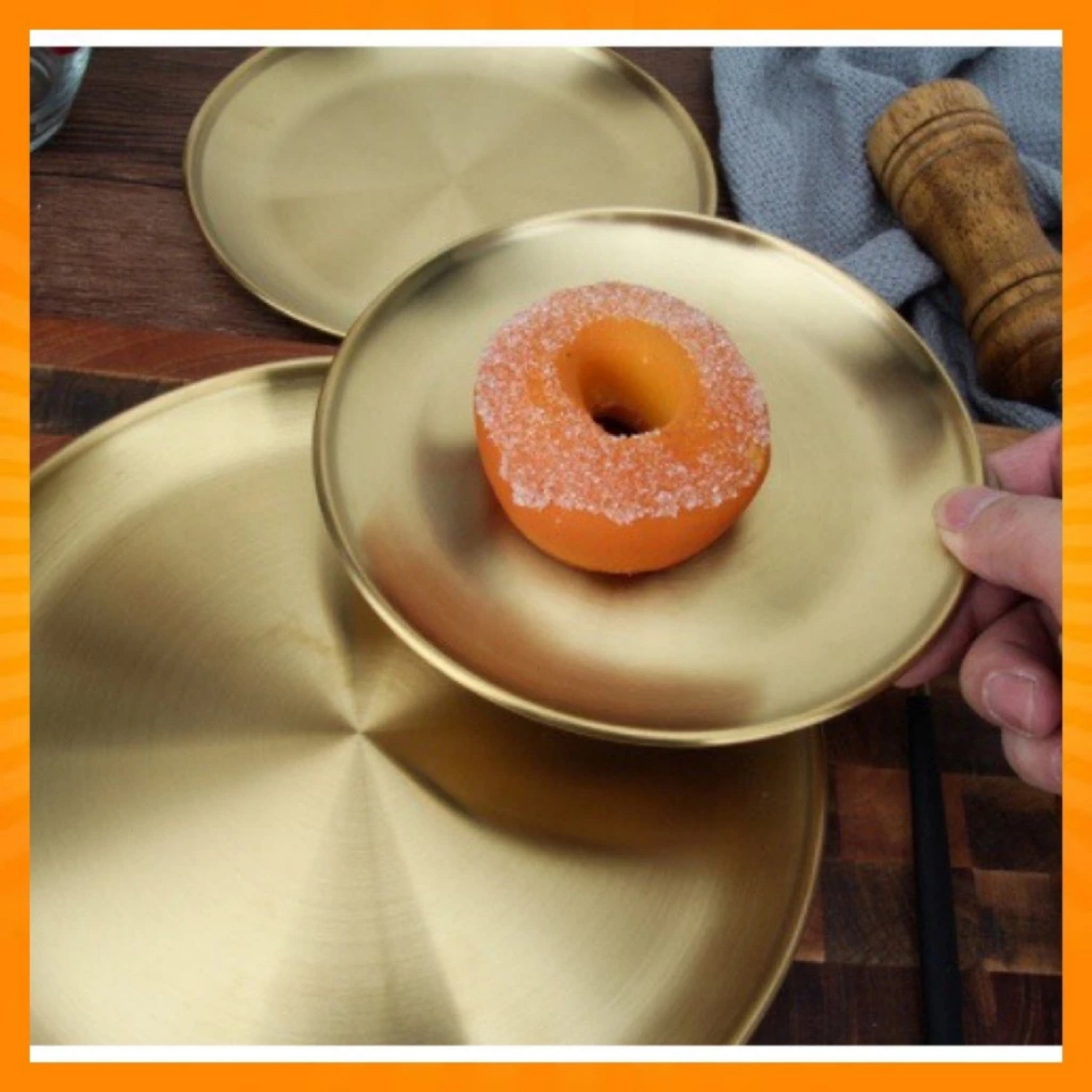 SET 5 DĨA INOX MẠ VÀNG NHIỀU KÍCH CỠ