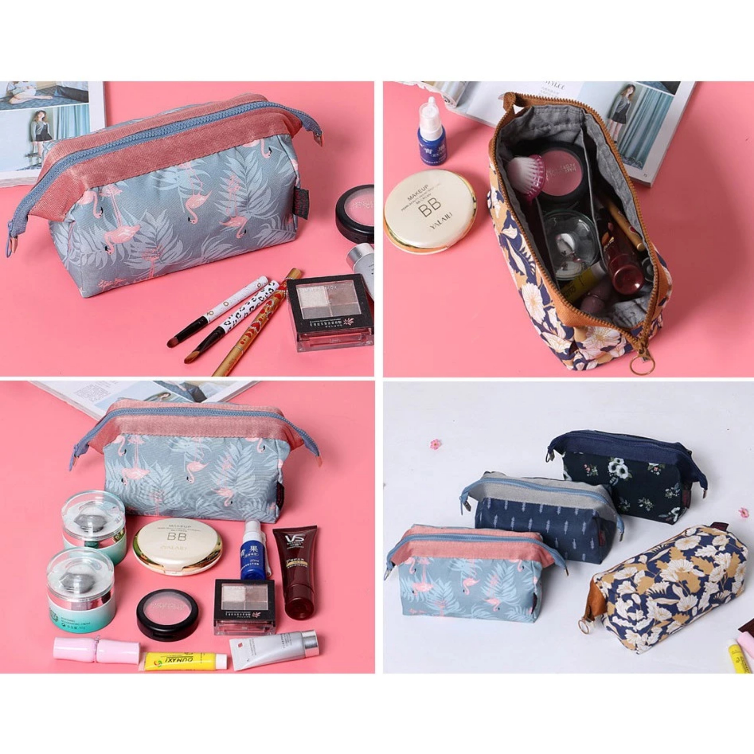 TÚI ĐỰNG MĨ PHẨM HÌNH HẠT HOA VĂN