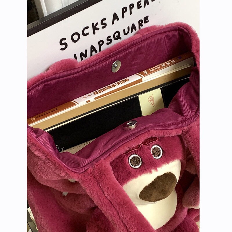 TÚI XÁCH CHO BÉ HÌNH GẤU DÂU FORM CHỮ NHẬT