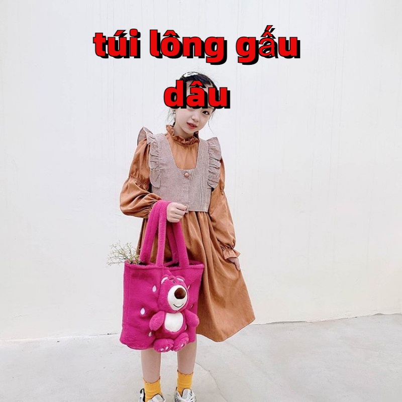 TÚI XÁCH CHO BÉ HÌNH GẤU DÂU FORM CHỮ NHẬT