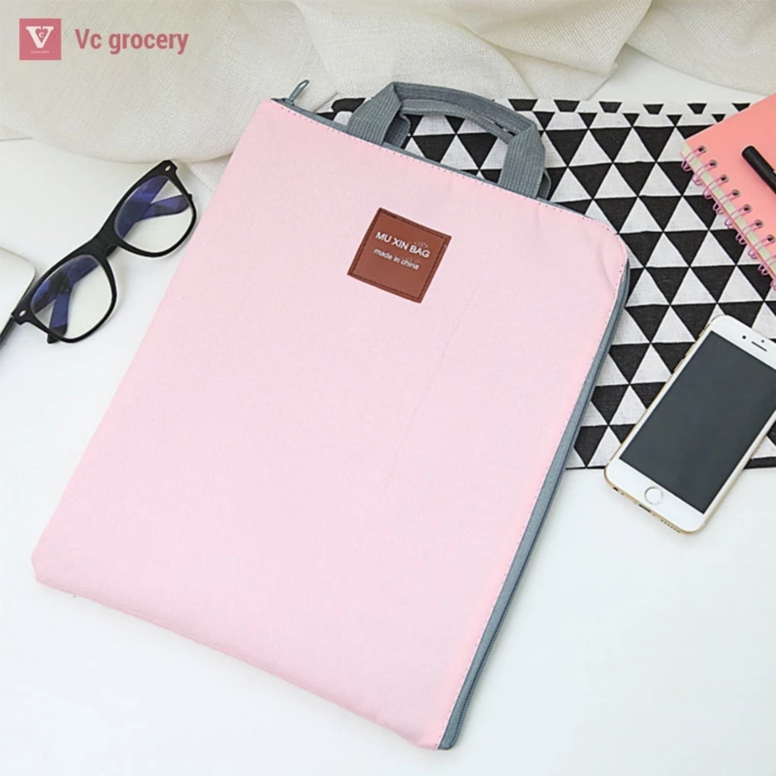 TÚI VẢI CANVAS ĐỰNG TÀI LIỆU A4 CÓ QUAI XÁCH KHÓA KÉO TIỆN LỢI