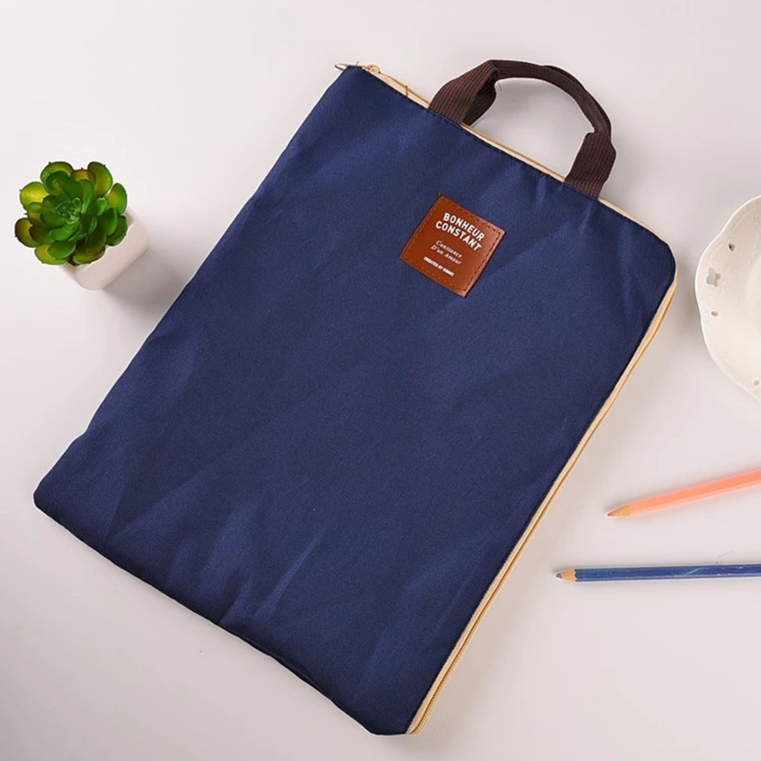 TÚI VẢI CANVAS ĐỰNG TÀI LIỆU A4 CÓ QUAI XÁCH KHÓA KÉO TIỆN LỢI