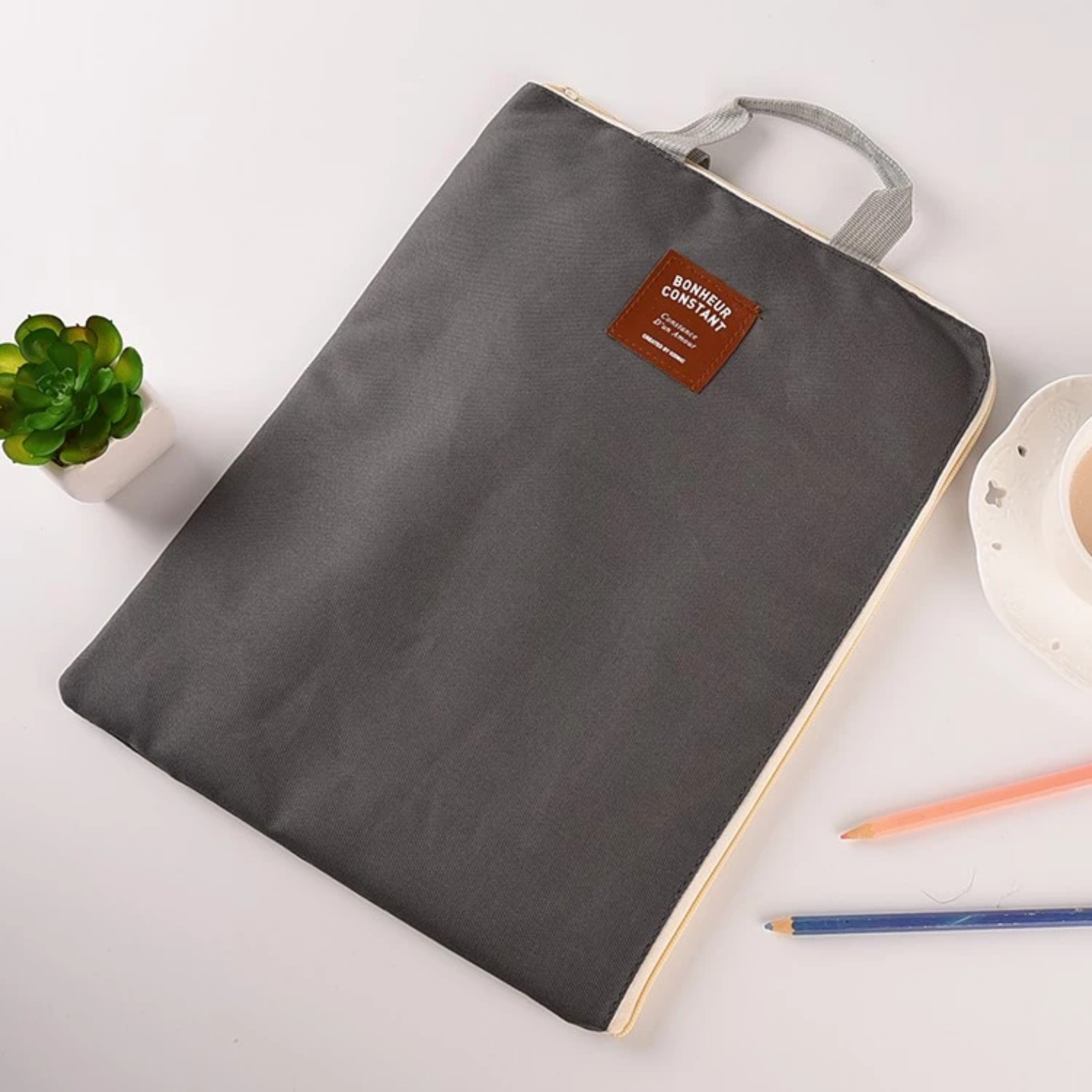 TÚI VẢI CANVAS ĐỰNG TÀI LIỆU A4 CÓ QUAI XÁCH KHÓA KÉO TIỆN LỢI