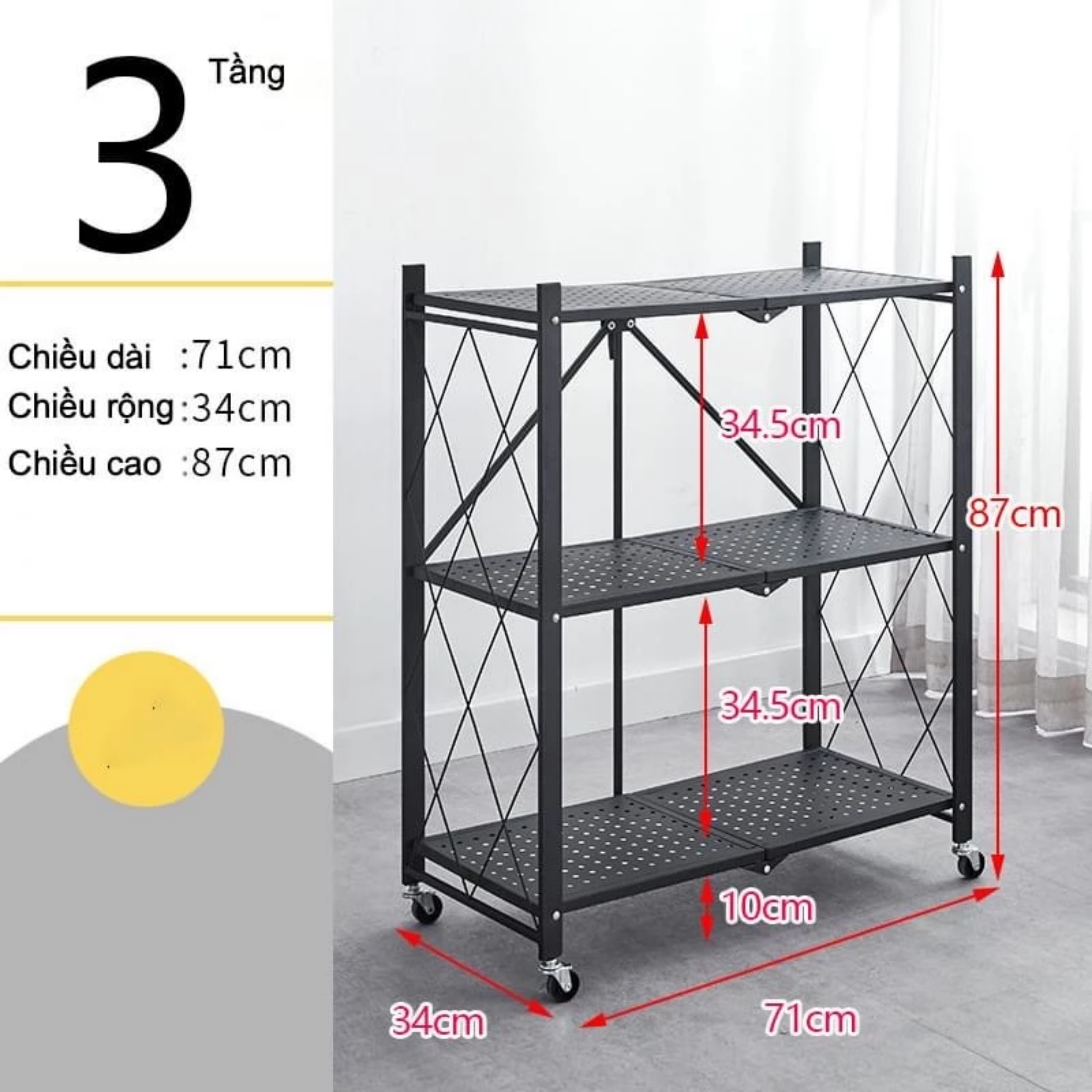 KỆ 3 TẦNG ĐỰNG VẬT DỤNG CÓ BÁNH XE DI CHUYỂN