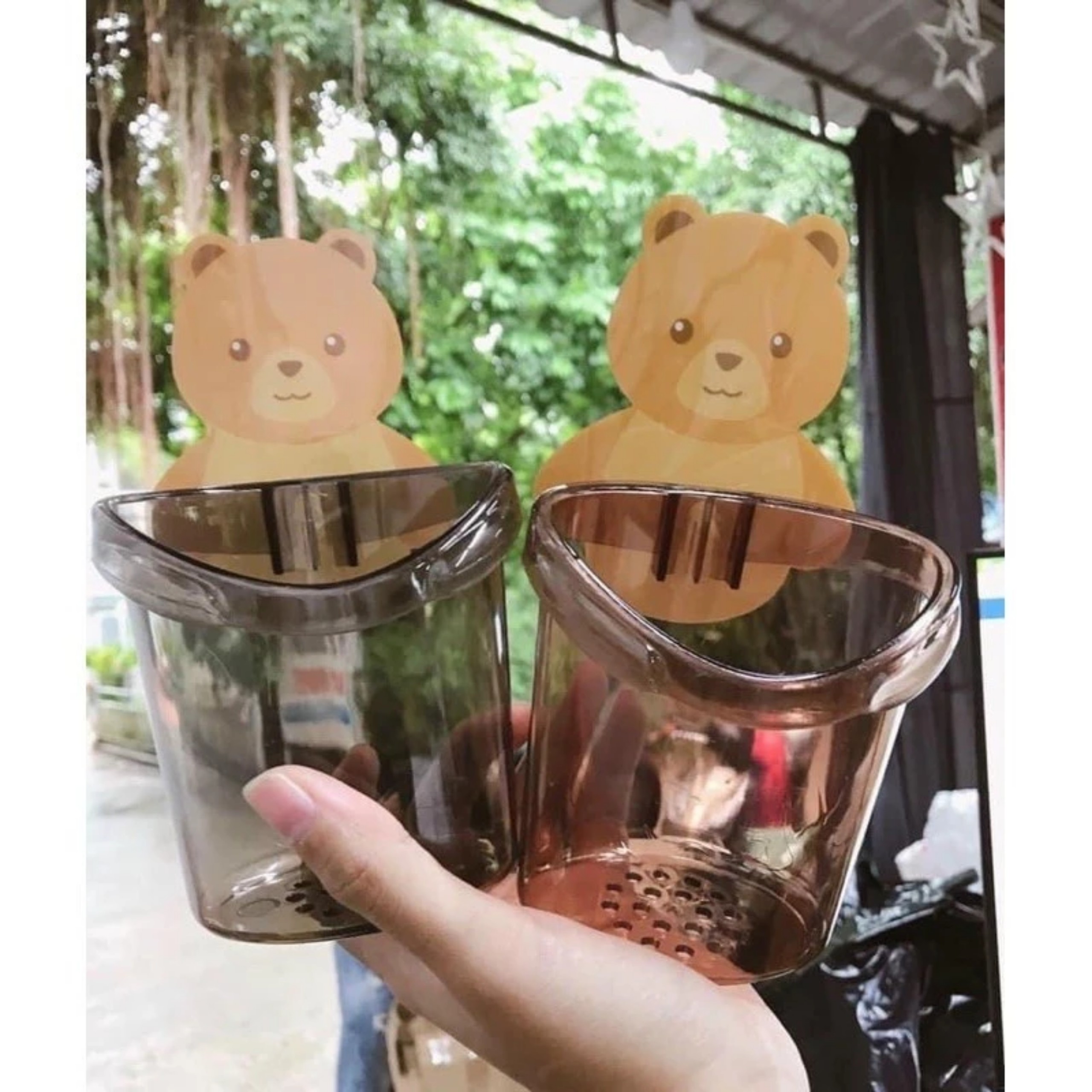 COMBO 2 CỐC GẤU DÁN TƯỜNG CUTE