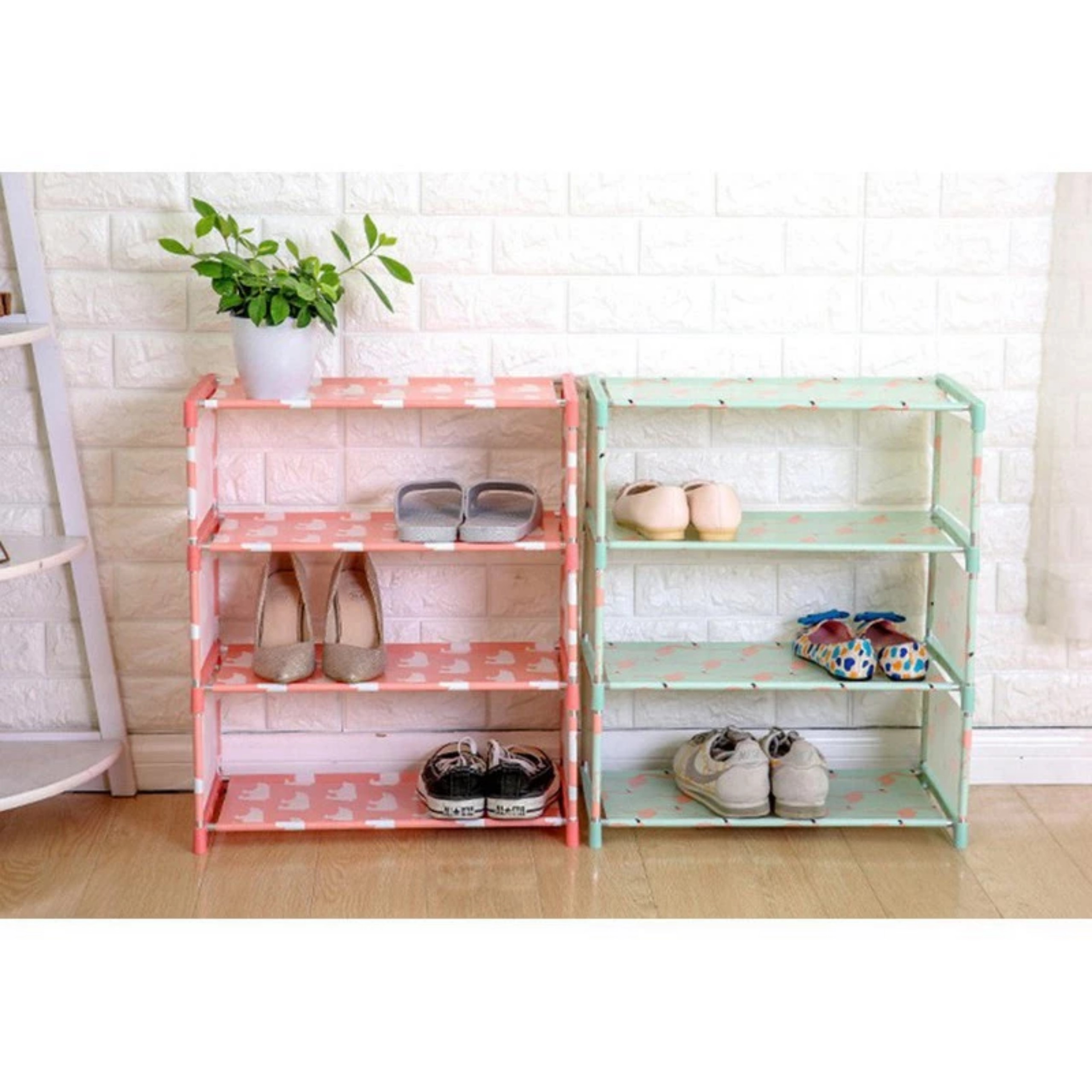 KỆ GIÀY DÉP VẢI 4 TẦNG HOA VĂN