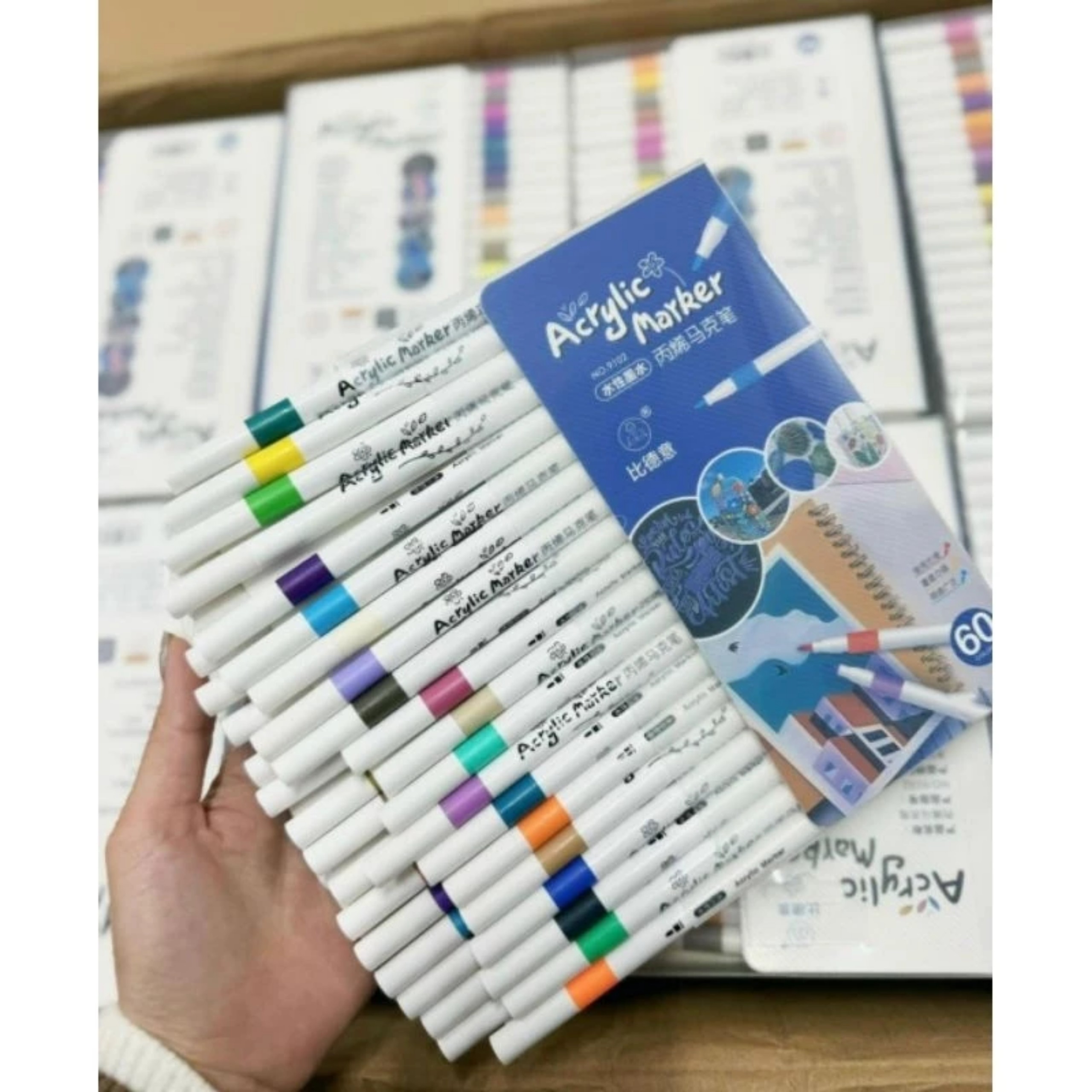 Bút Màu Acrylic Marker 60 màu Cao Cấp Màu Sắc Tươi Sáng - Bút Lông Màu