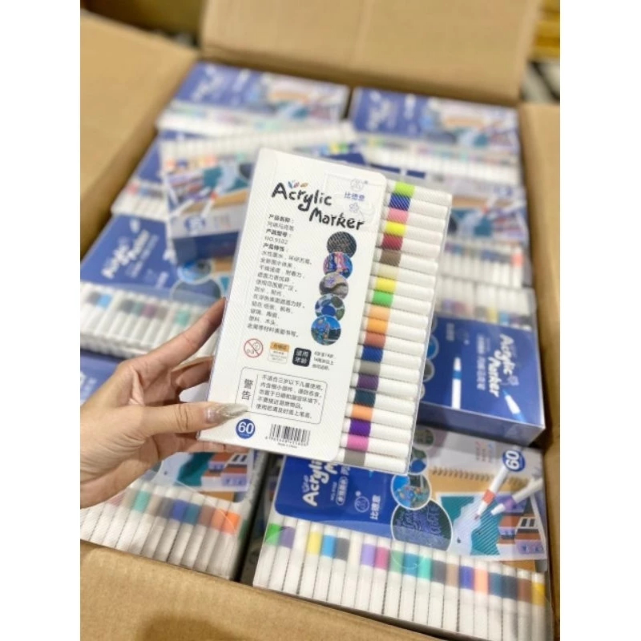 Bút Màu Acrylic Marker 60 màu Cao Cấp Màu Sắc Tươi Sáng - Bút Lông Màu