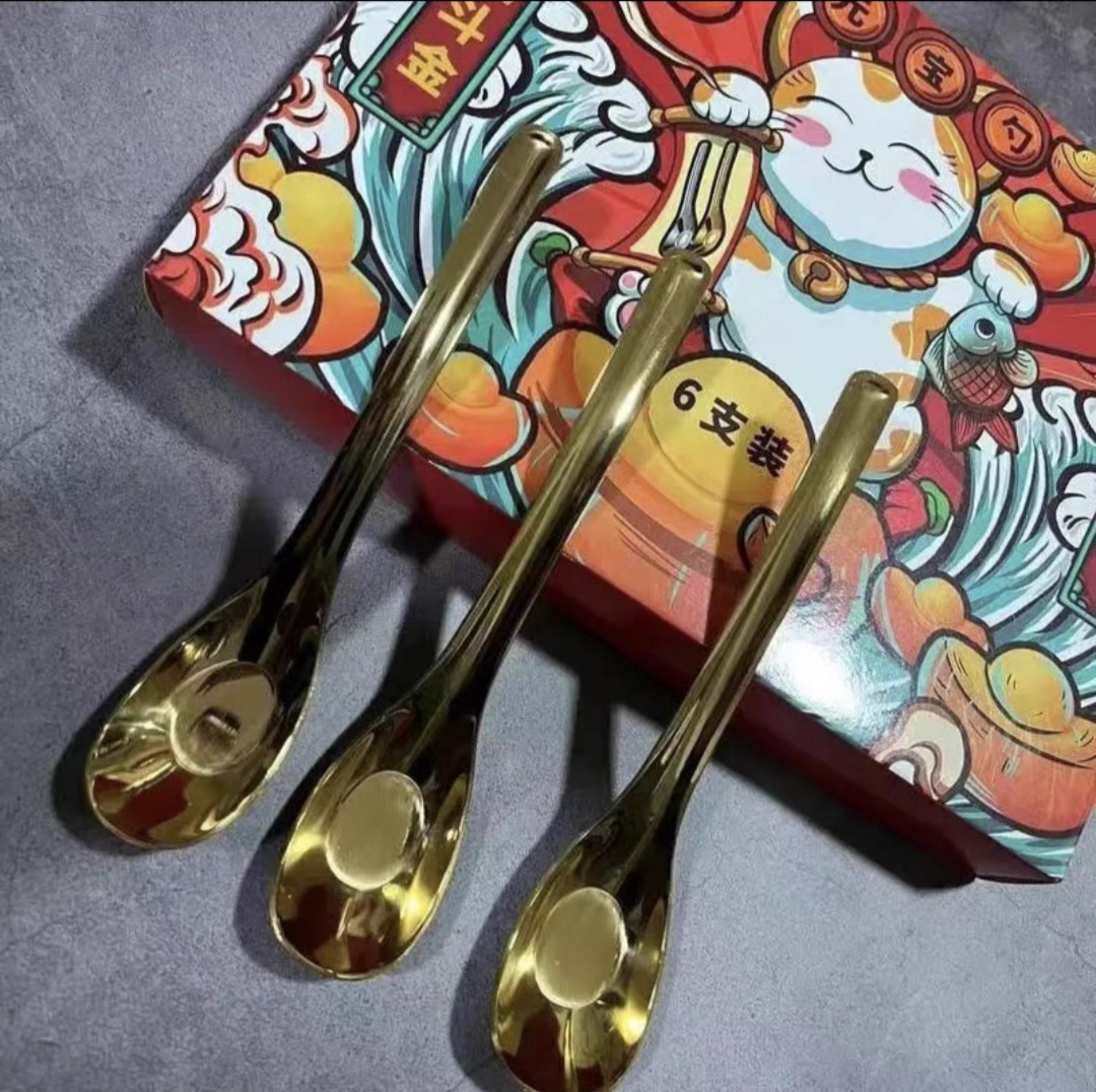 SET 6 THÌA INOX VÀNG