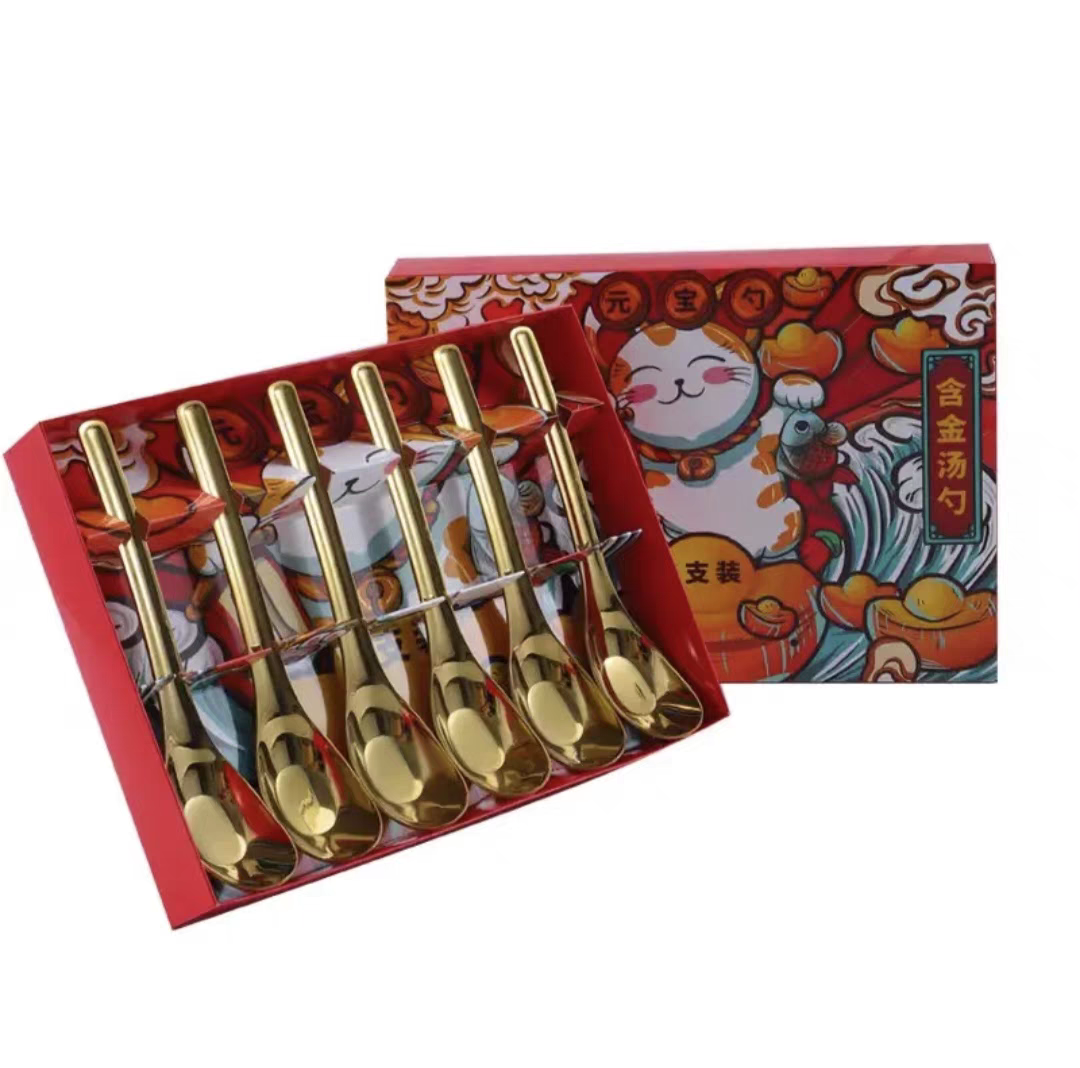 SET 6 THÌA INOX VÀNG