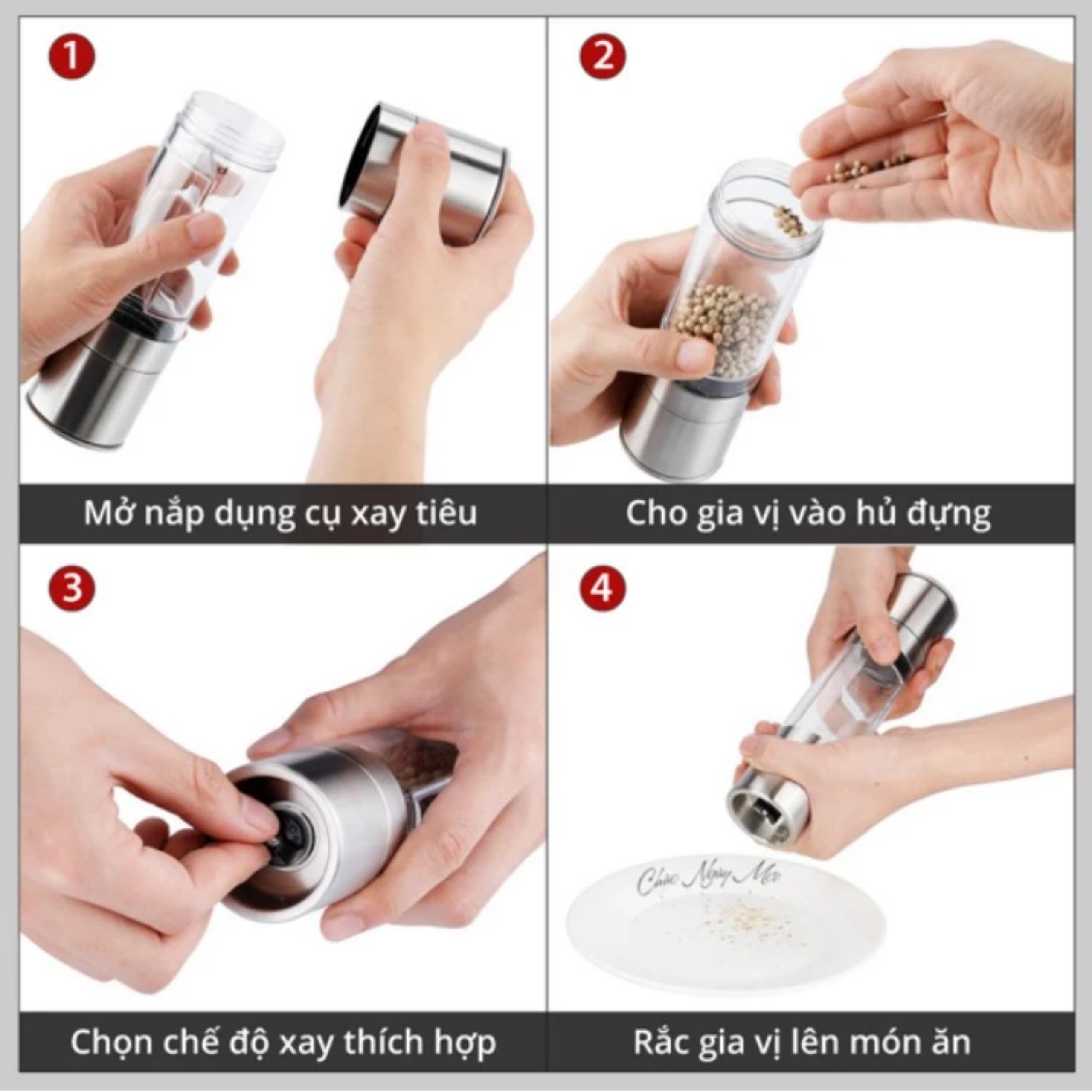 DỤNG CỤ XAY TIÊU THUỶ TINH 2 ĐẦU