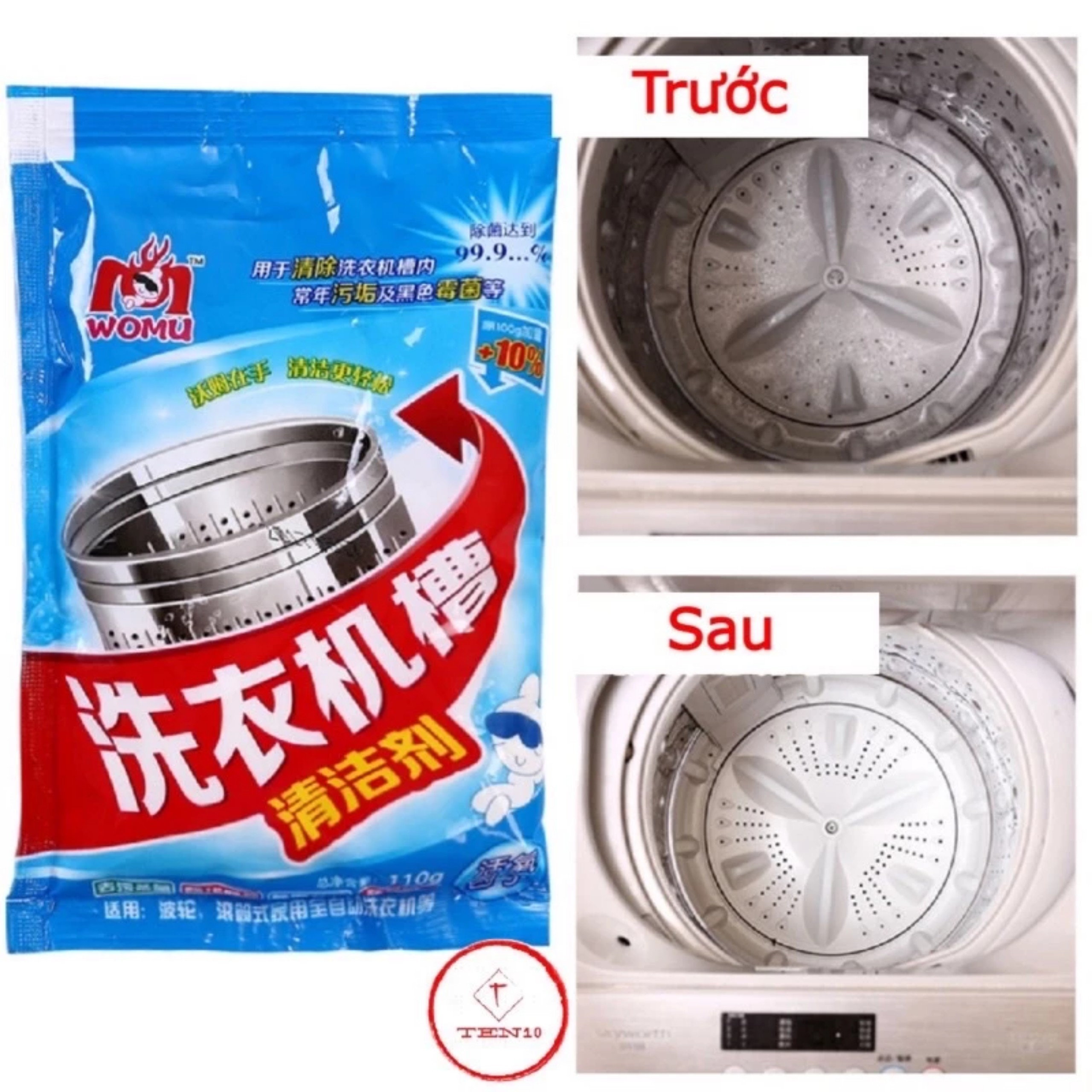 SET 5 BỊCH BỘT TẨY VỆ SINH LỒNG MÁY GIẶT WOMU