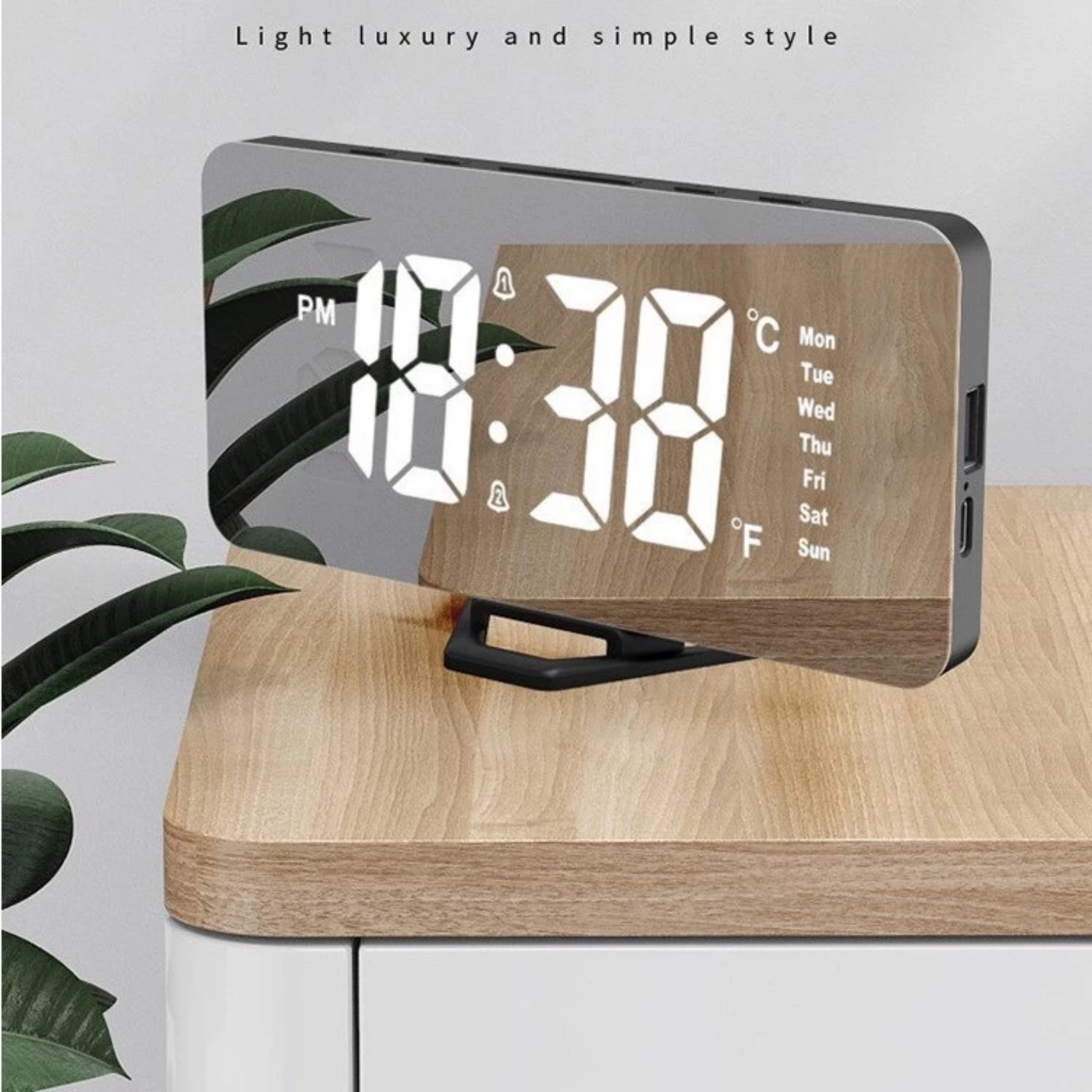 ĐỒNG HỒ ĐIỆN TỬ ĐÈN LED ĐỂ BÀN TRÁNG GƯƠNG ĐO NHIỆT ĐỘ THỜI TIẾT BÁO THỨC