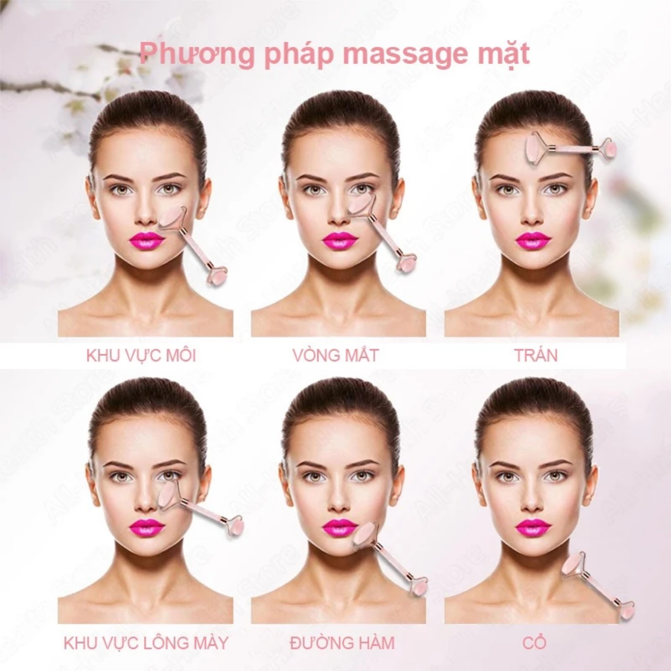 SET DỤNG CỤ LĂN NÂNG CƠ MẶT ( MÀU HỒNG )