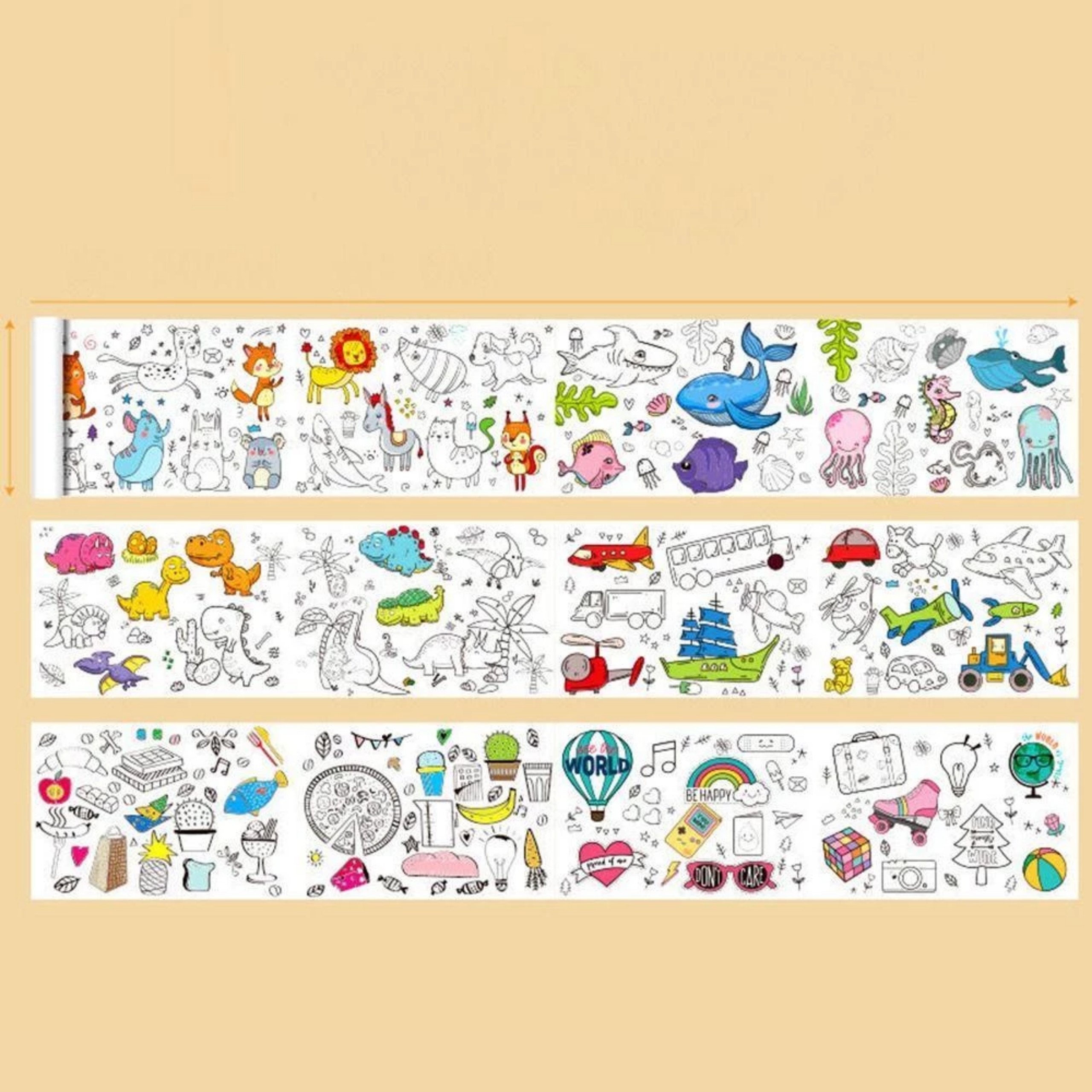 TRANH DECAL TẬP TÔ MÀU DÁN TƯỜNG CHO BÉ