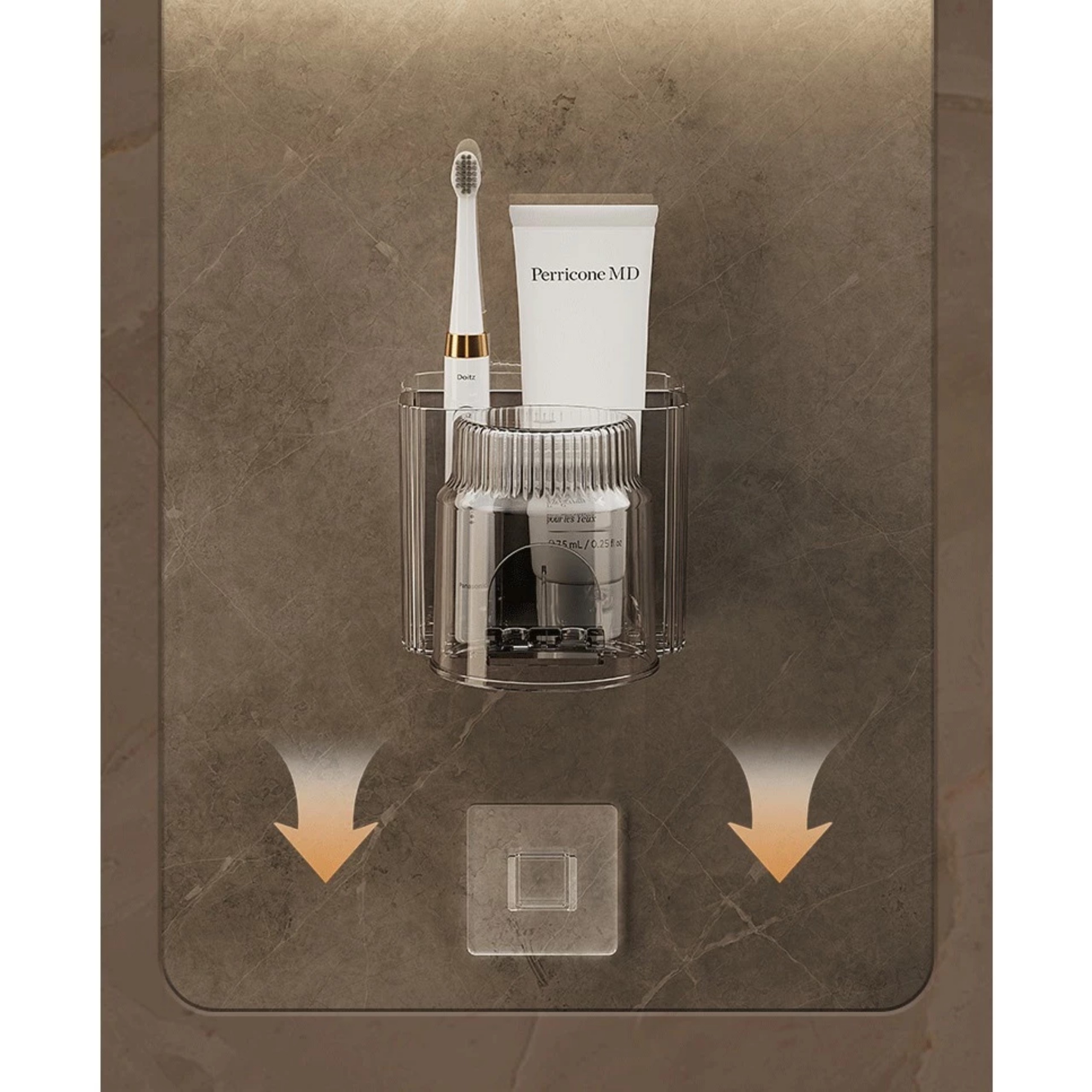 KỆ ĐỰNG BÀN CHẢI KEM ĐÁNH RĂNG KÈM LY NHỰA TRONG SUỐT