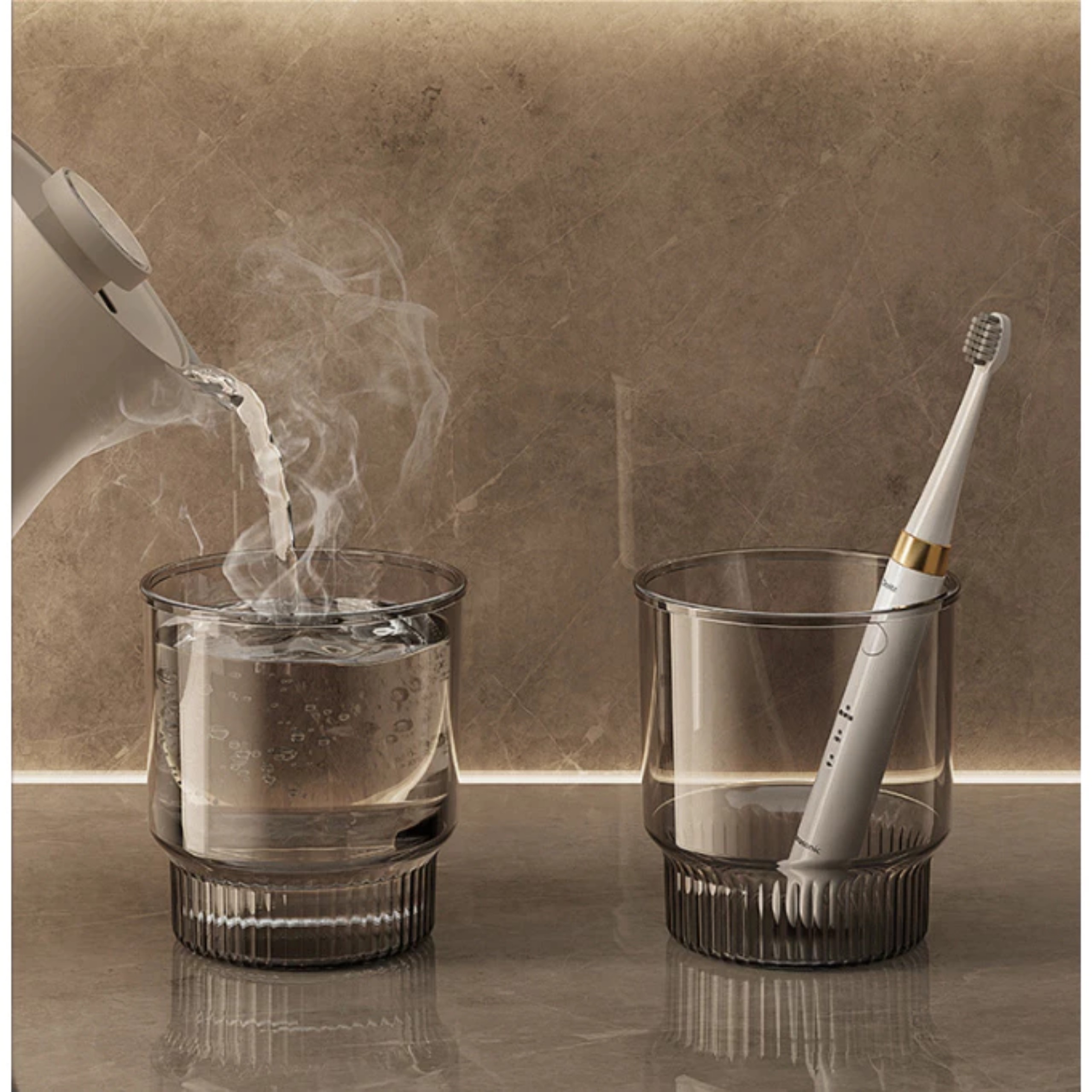 KỆ ĐỰNG BÀN CHẢI KEM ĐÁNH RĂNG KÈM LY NHỰA TRONG SUỐT