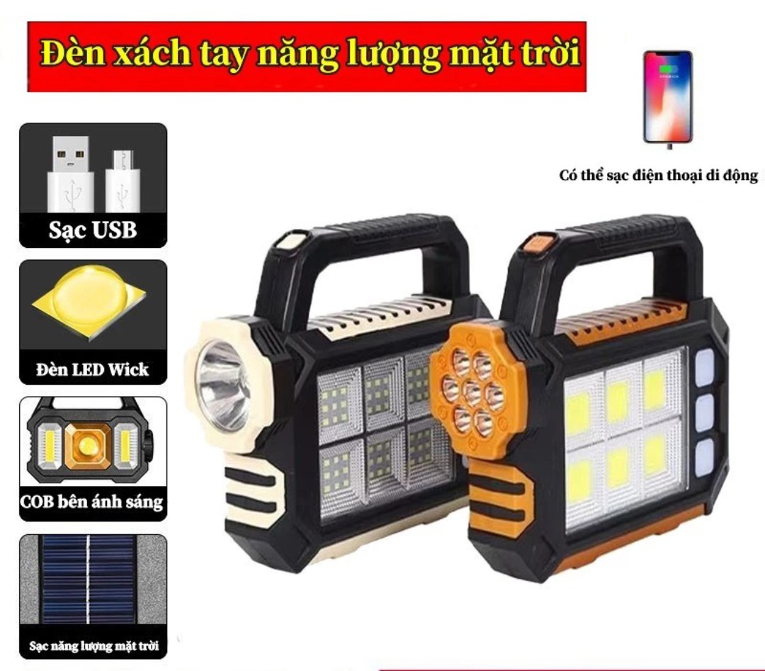 ĐÈN PIN CẦM TAY TÍCH ĐIỆN NĂNG LƯỢNG MẶT TRỜI