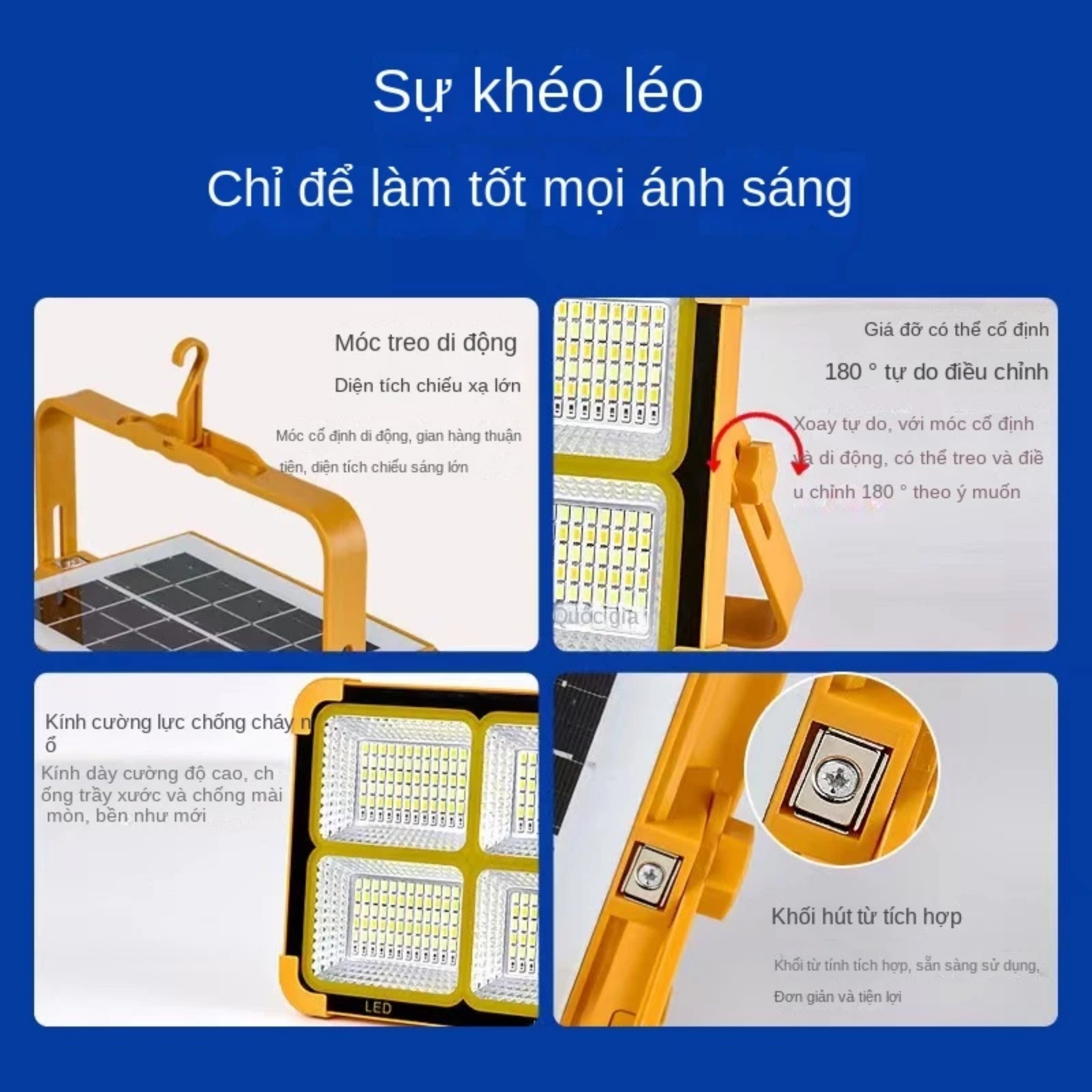 ĐÈN PHA LED NĂNG LƯỢNG MẶT TRỜI XÁCH TAY