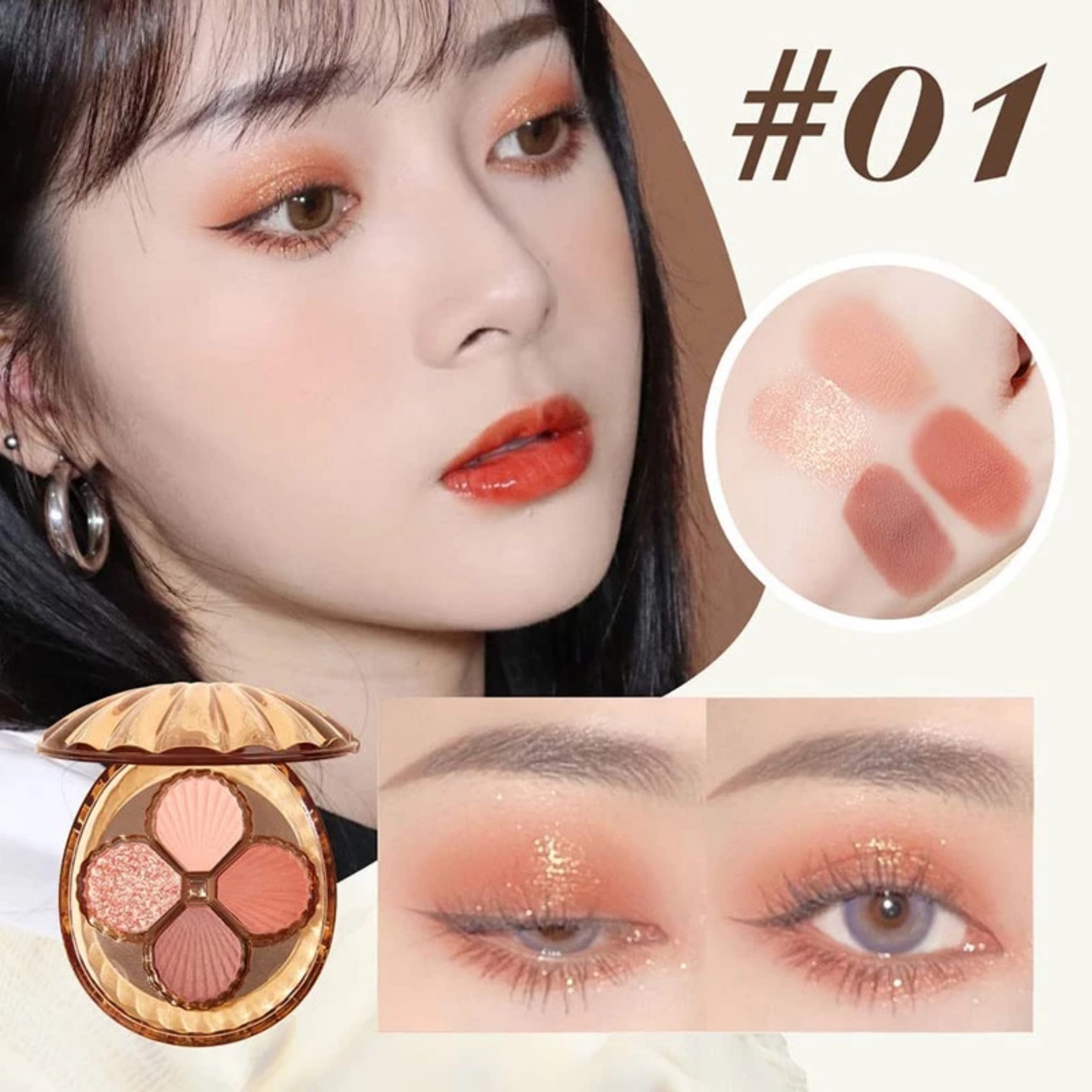 BĂNG PHẤN MẮT 4 Ô HÌNH VỎ SÒ CHỐNG THẤM NƯỚC