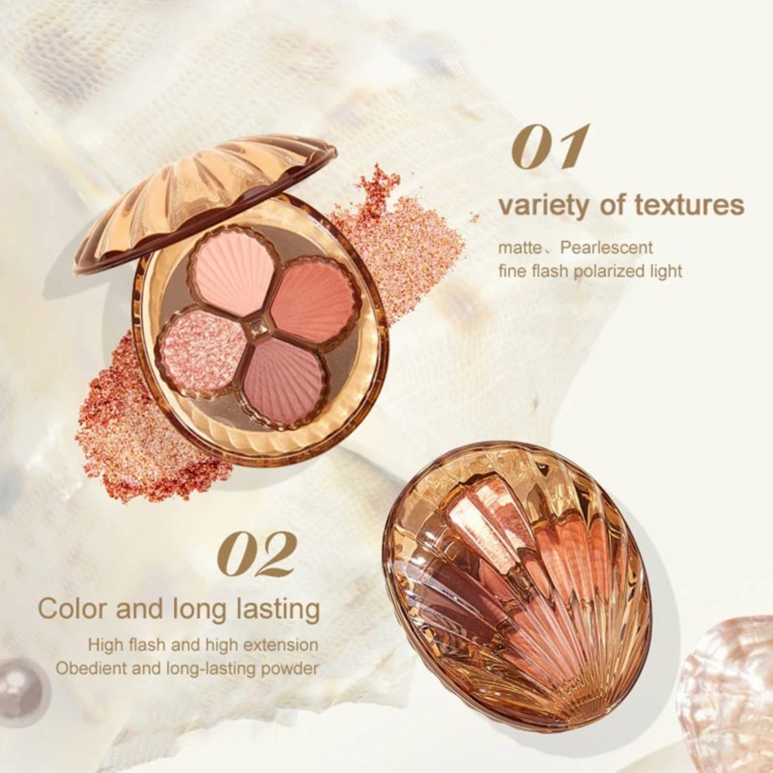 BĂNG PHẤN MẮT 4 Ô HÌNH VỎ SÒ CHỐNG THẤM NƯỚC