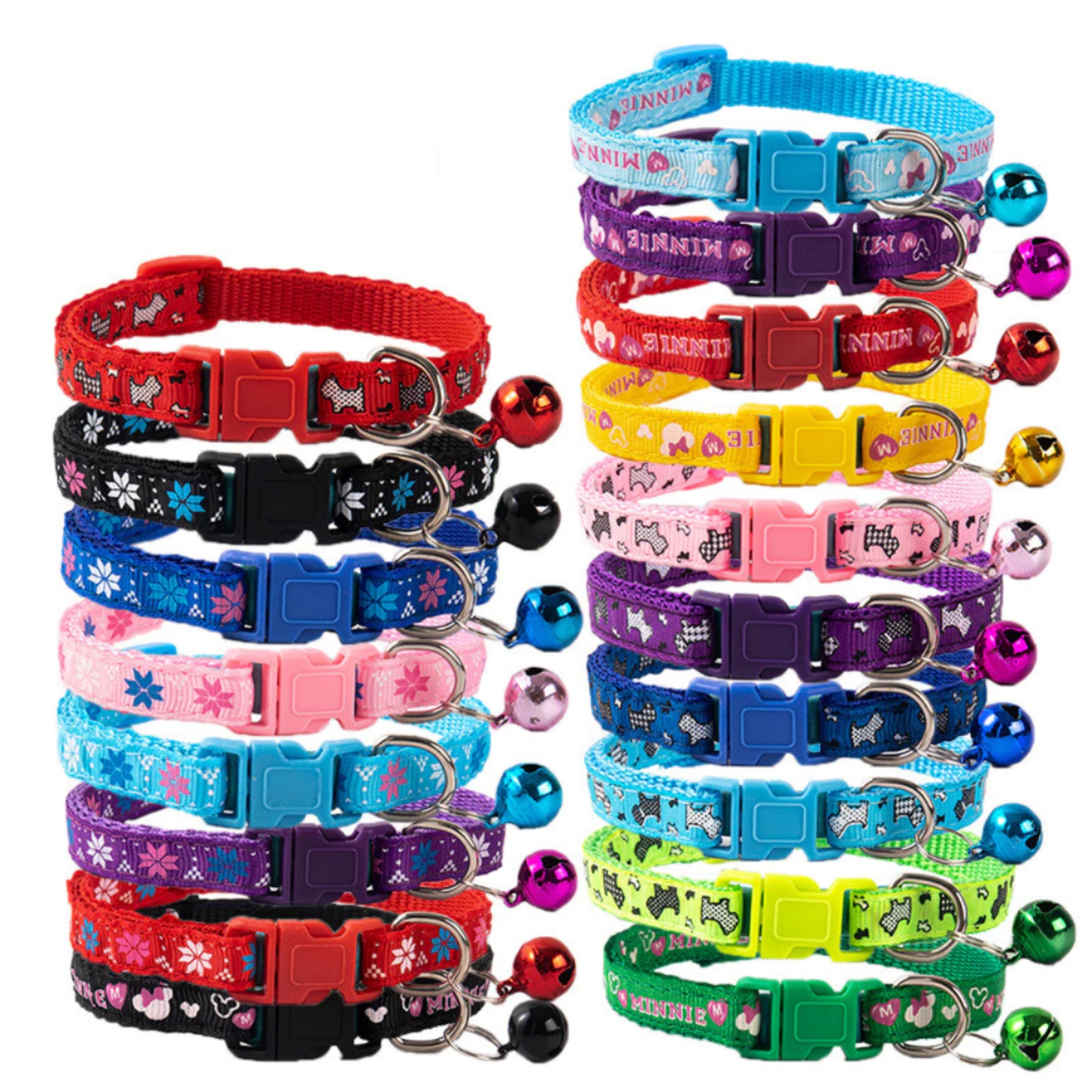 SET 2 VÒNG CỔ THÚ CƯNG HÌNH CHỮ MINNIE CÓ CHUÔNG