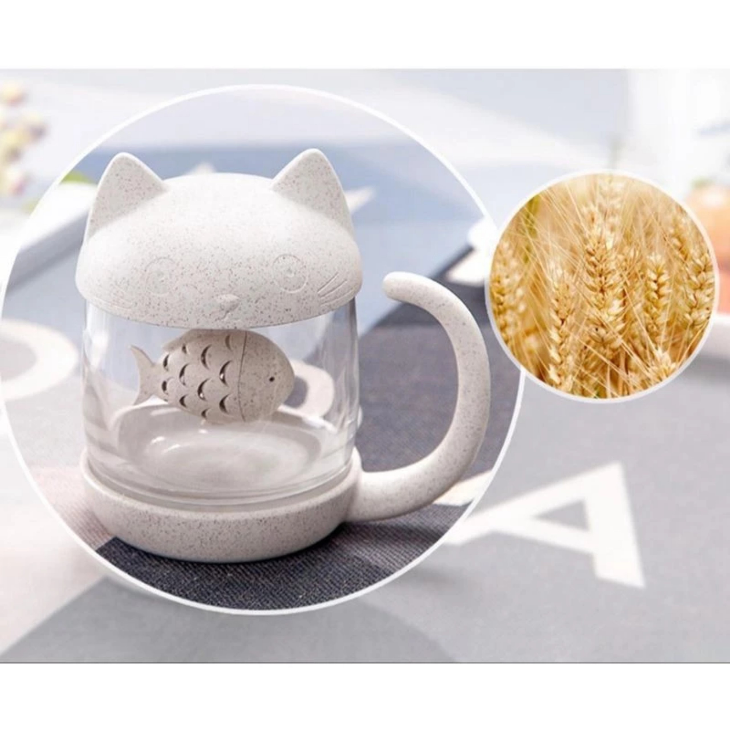CỐC PHA TRÀ HÌNH MÈO KÈM NẮP