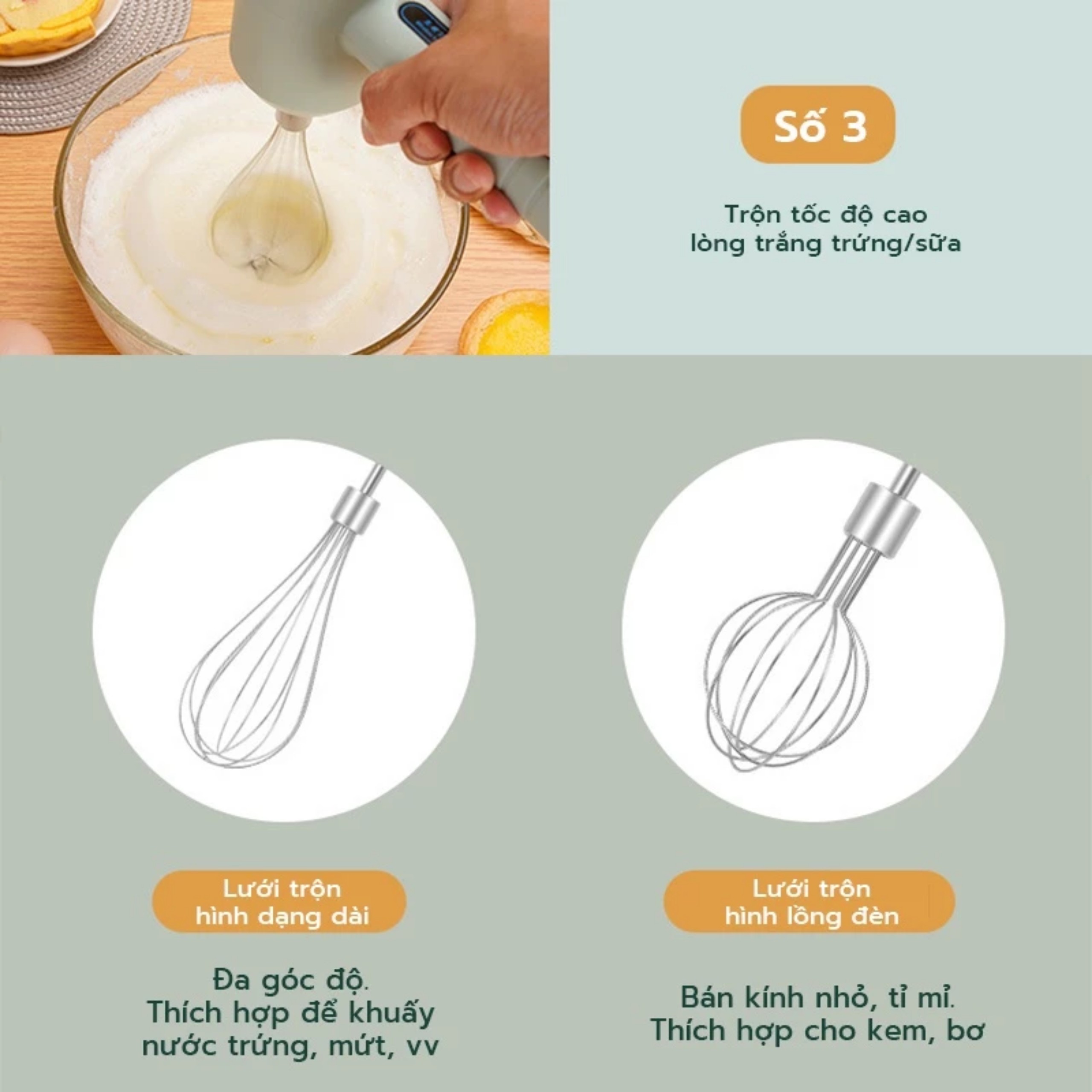 MÁY ĐÁNH TRỨNG CẦM TAY ĐA NĂNG 2 ĐẦU