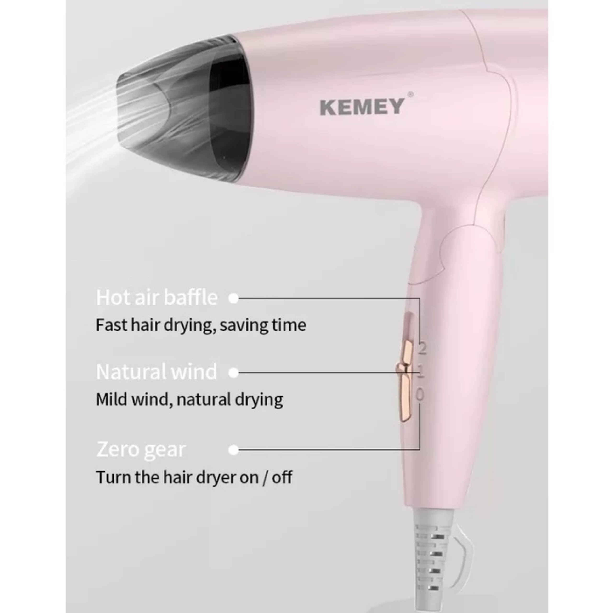 MÁY SẤY TÓC KEMEY MÀU HỒNG