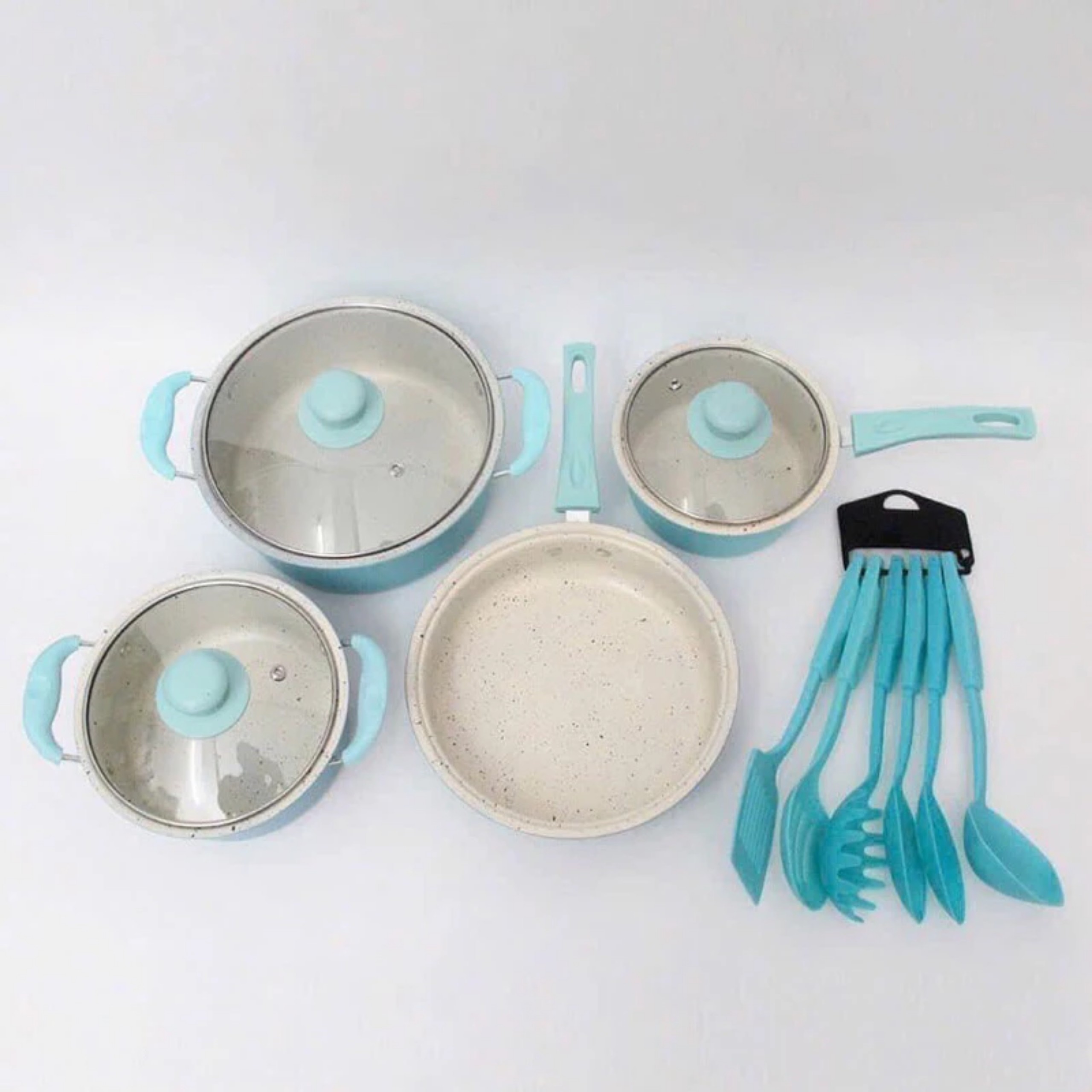 BỘ NỒI KÈM CHẢO 13 CHI TIẾT MÀU XANH DƯƠNG