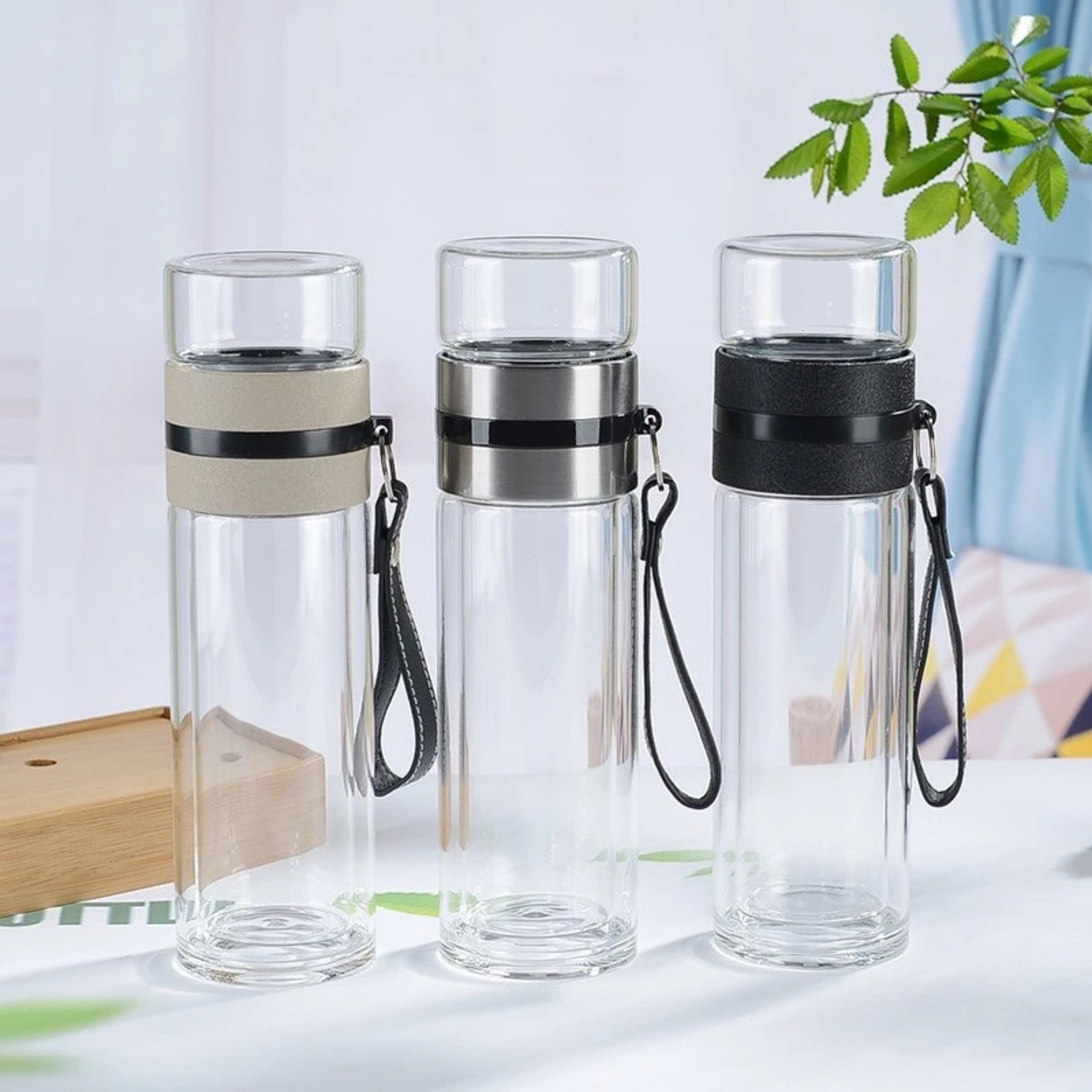 BÌNH TRÀ THỦY TINH CÓ KHAY LỌC 450ML