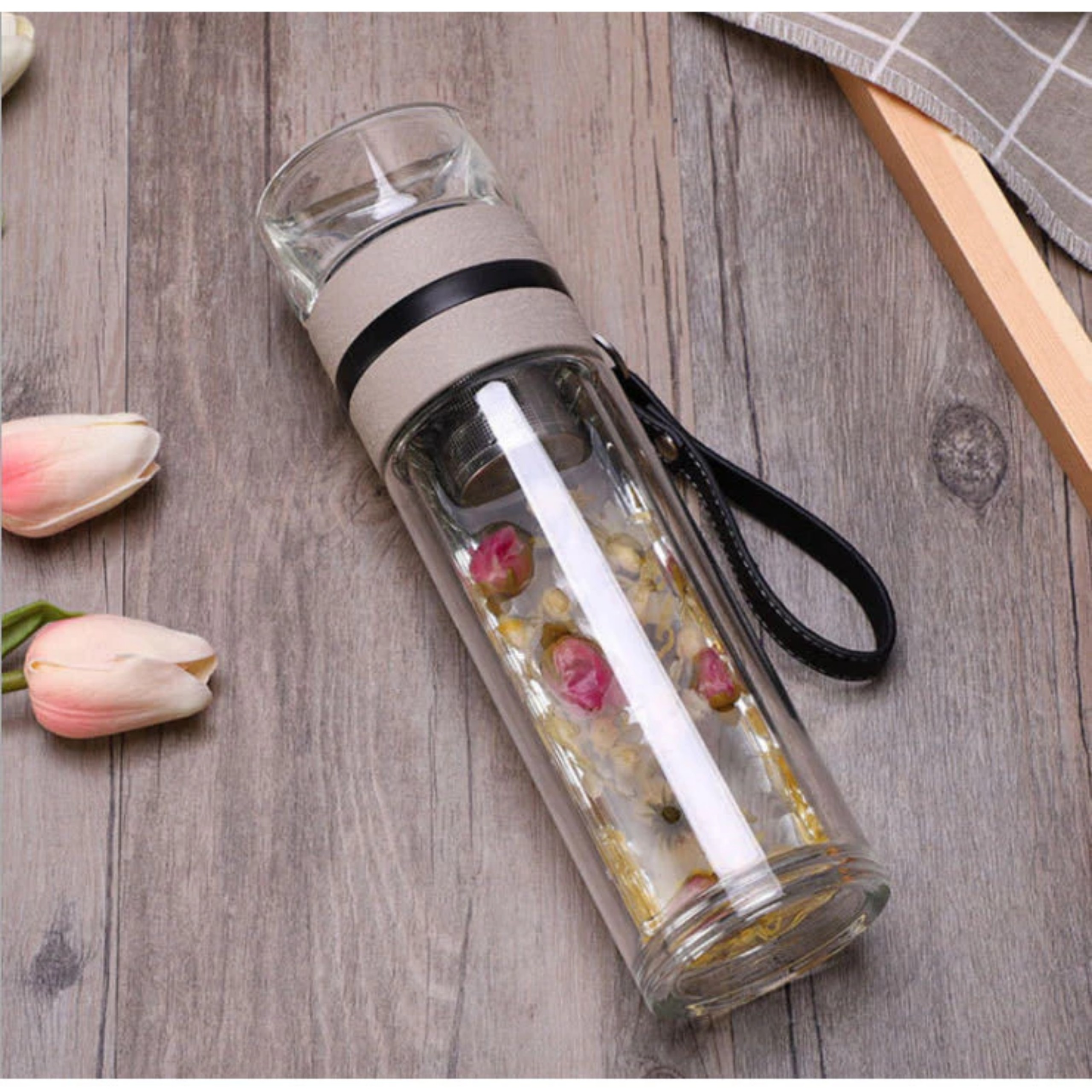 BÌNH TRÀ THỦY TINH CÓ KHAY LỌC 450ML