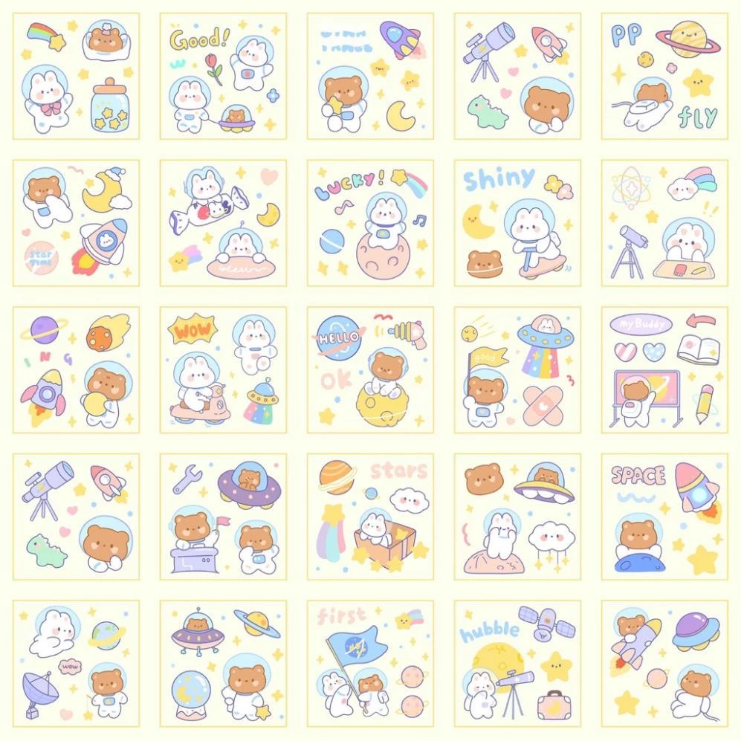 SET 100 STICKER DỄ THƯƠNG KHÔNG THẤM NƯỚC