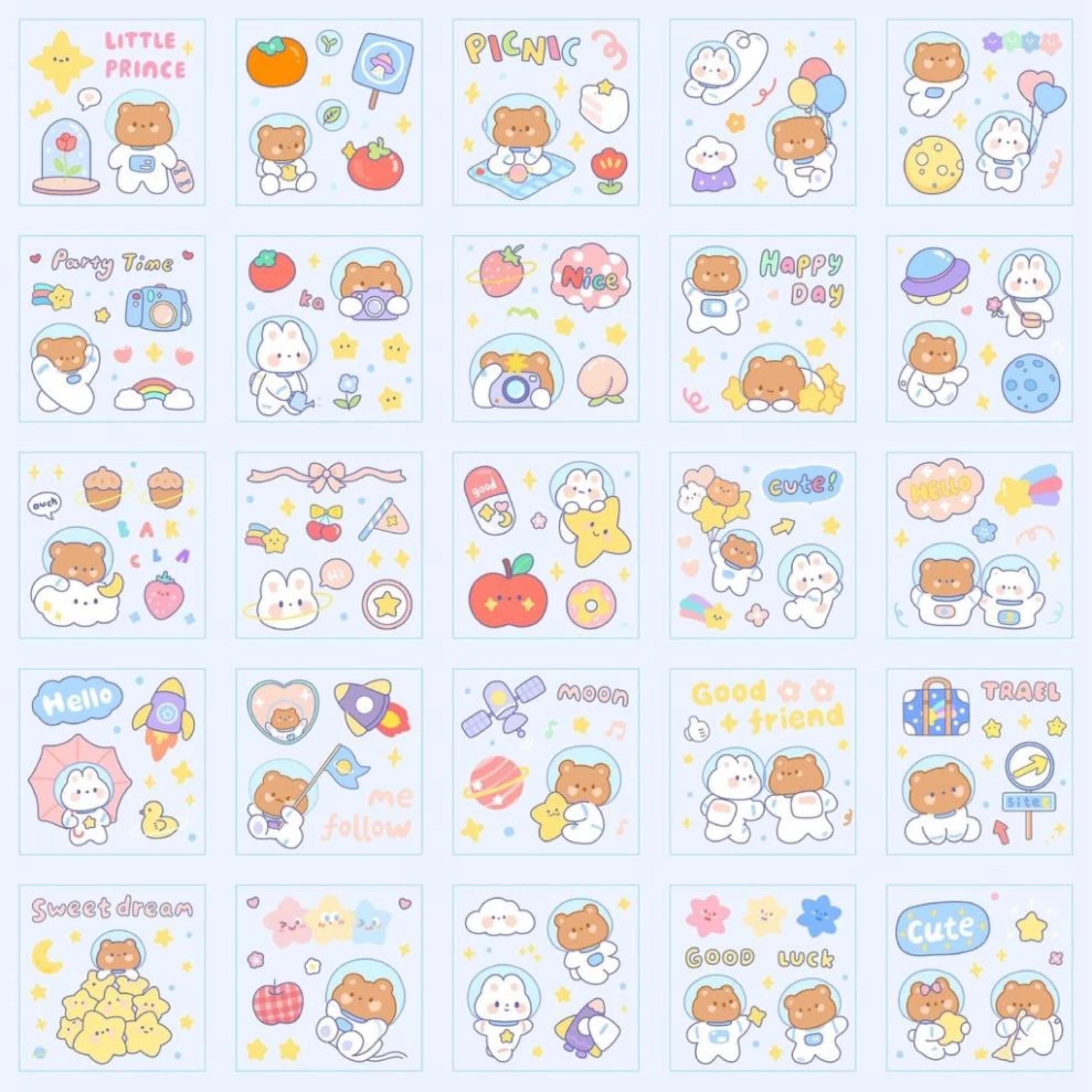 SET 100 STICKER DỄ THƯƠNG KHÔNG THẤM NƯỚC