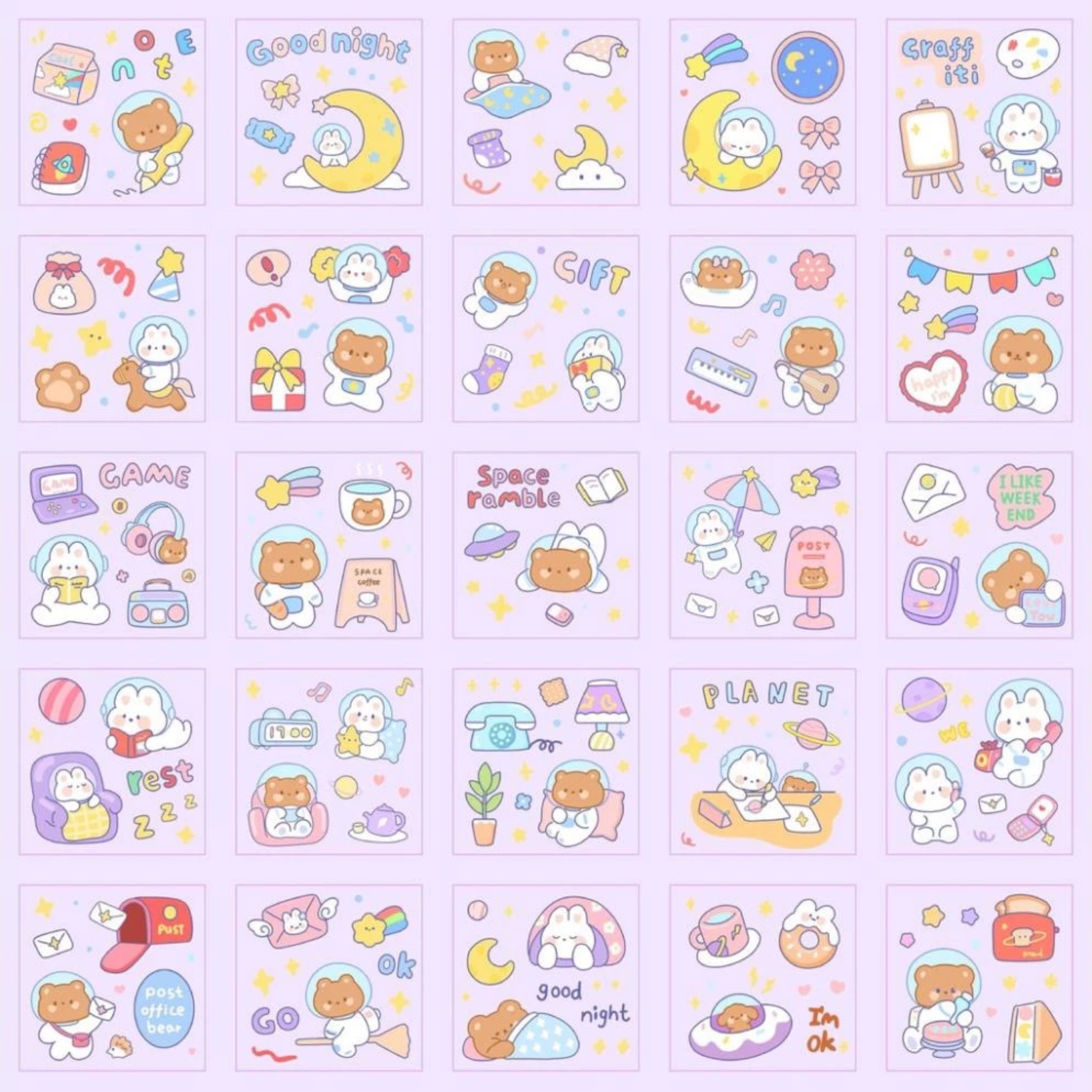 SET 100 STICKER DỄ THƯƠNG KHÔNG THẤM NƯỚC