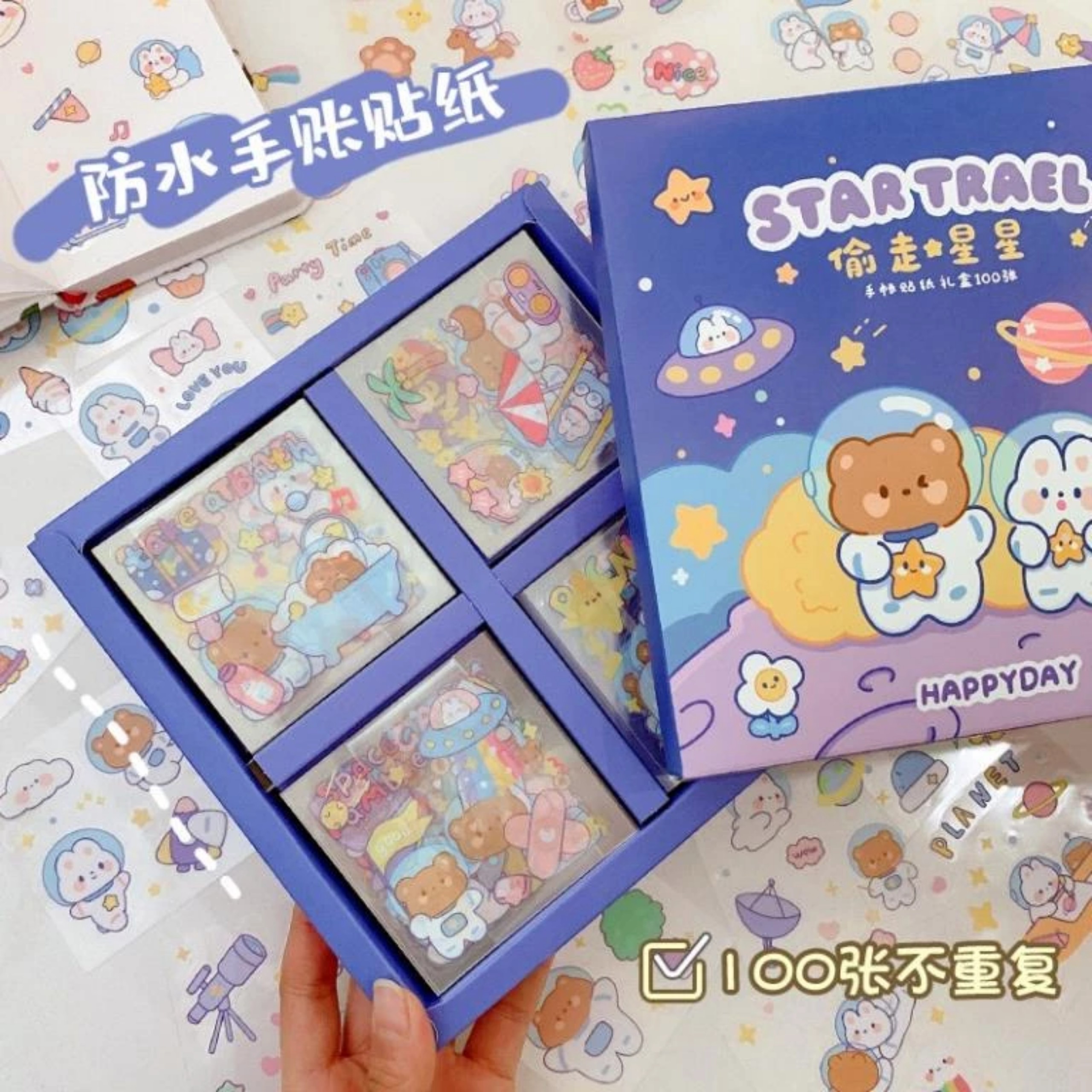 SET 100 STICKER DỄ THƯƠNG KHÔNG THẤM NƯỚC