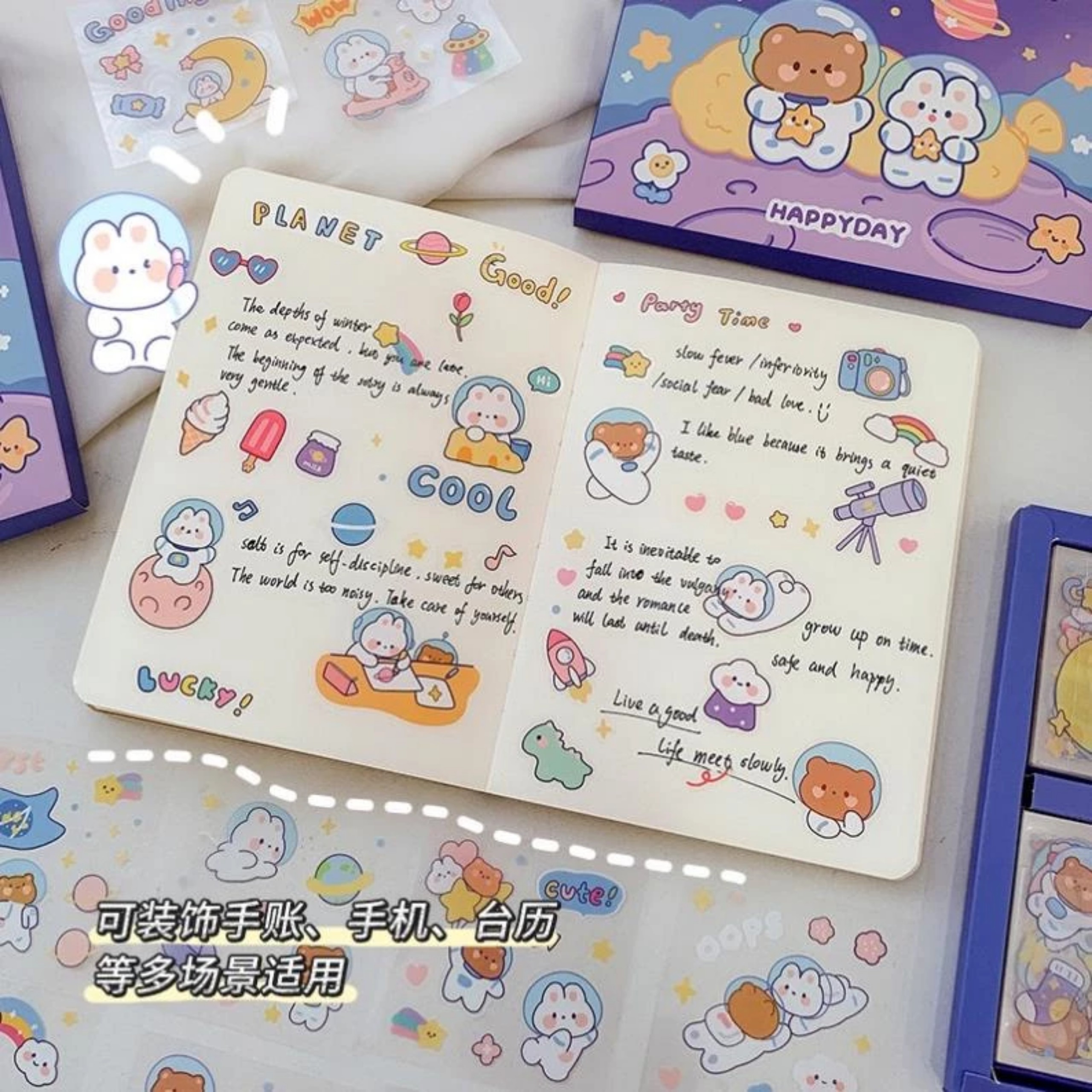 SET 100 STICKER DỄ THƯƠNG KHÔNG THẤM NƯỚC