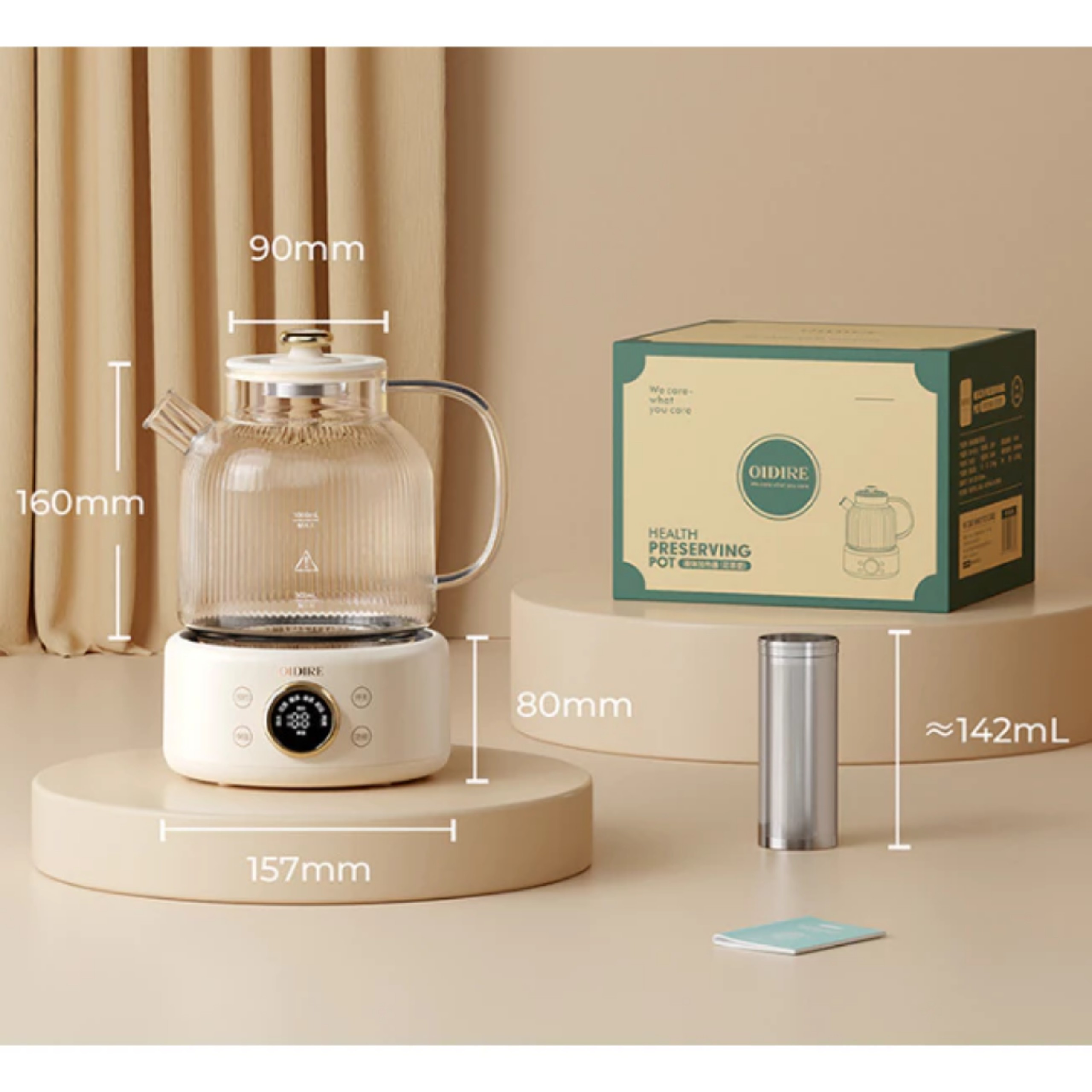 BÌNH ĐUN NƯỚC THỦY TINH PHA TRÀ OIDIRE 530W 220V