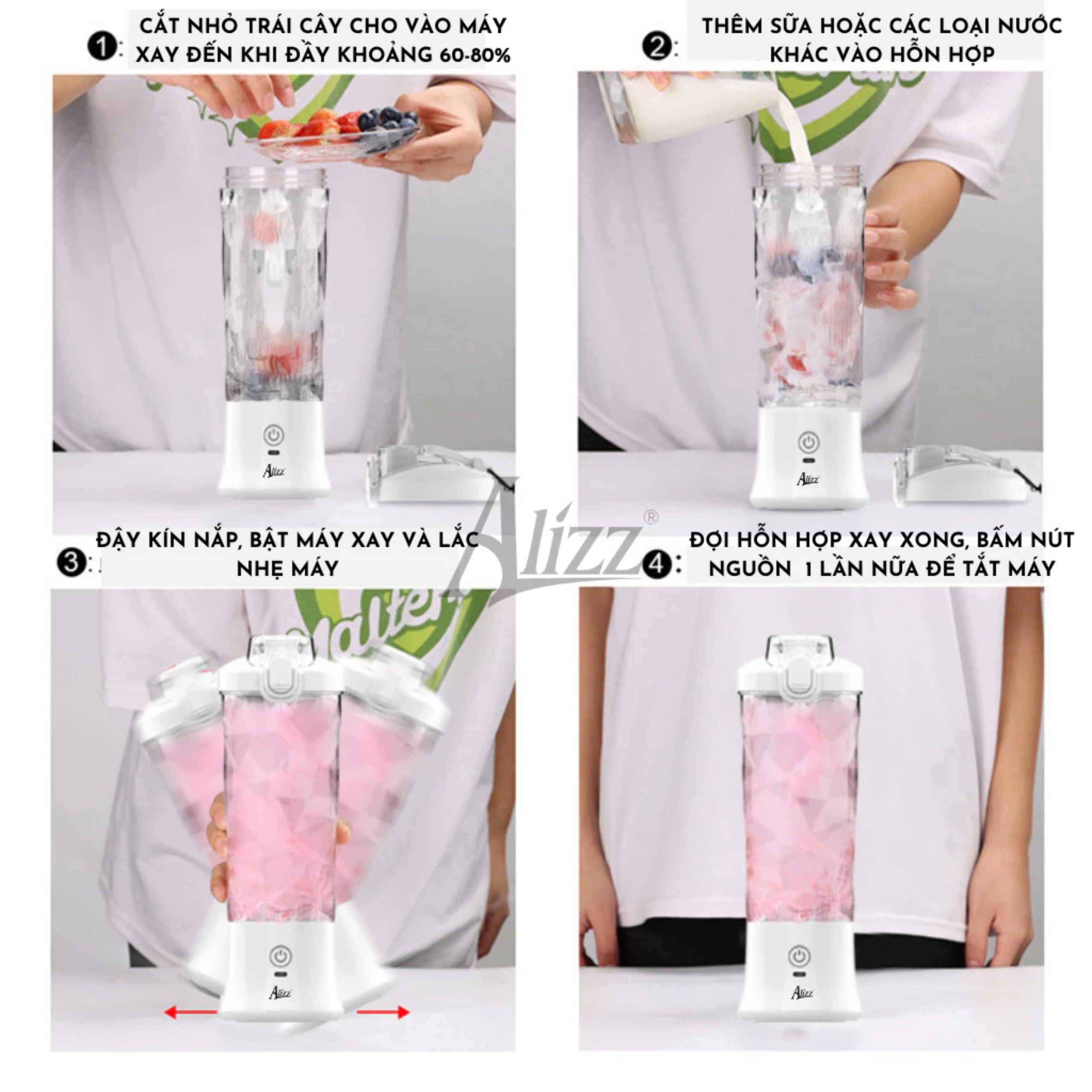 MÁY XAY SINH TỐ CẦM TAY 600ML ALIZZ AL-13554