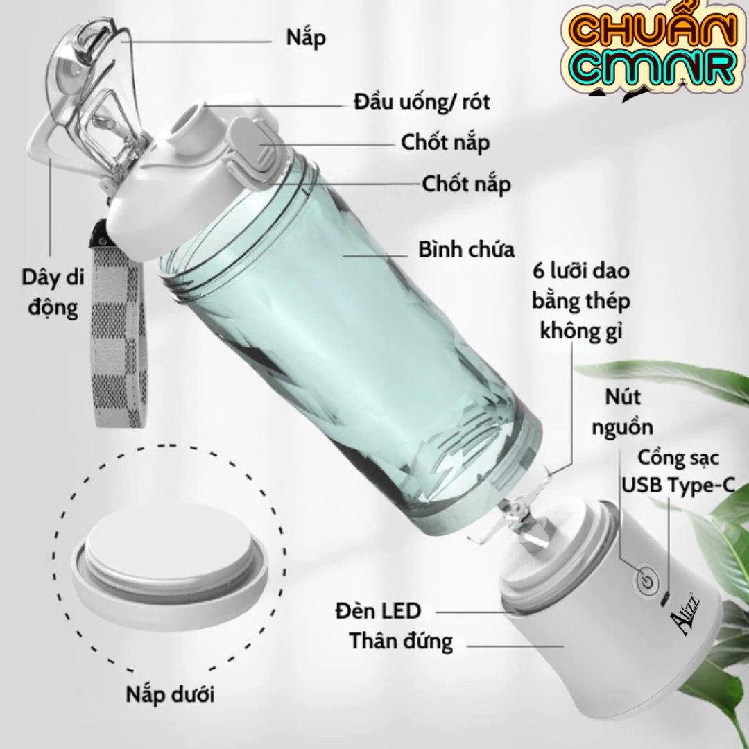 MÁY XAY SINH TỐ CẦM TAY 600ML ALIZZ AL-13554