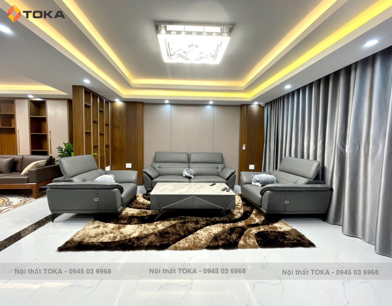 Gợi ý cách kết hợp sofa cho phòng khách rộng TOKA | Siêu thị Nội ...