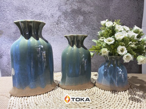 Lọ hoa gốm sứ cao cấp hoa văn hình tổ ong ASA S2