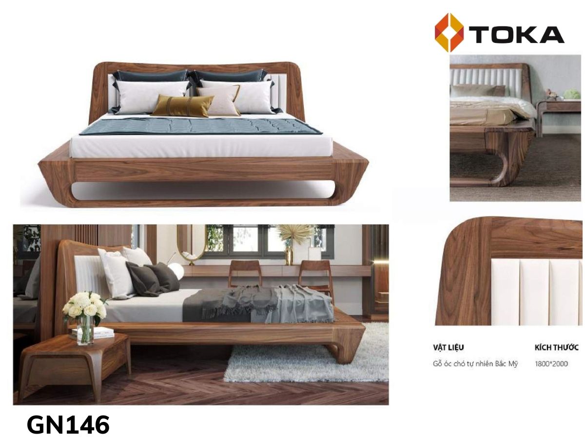 Giường ngủ cao cấp COMO gỗ óc chó
