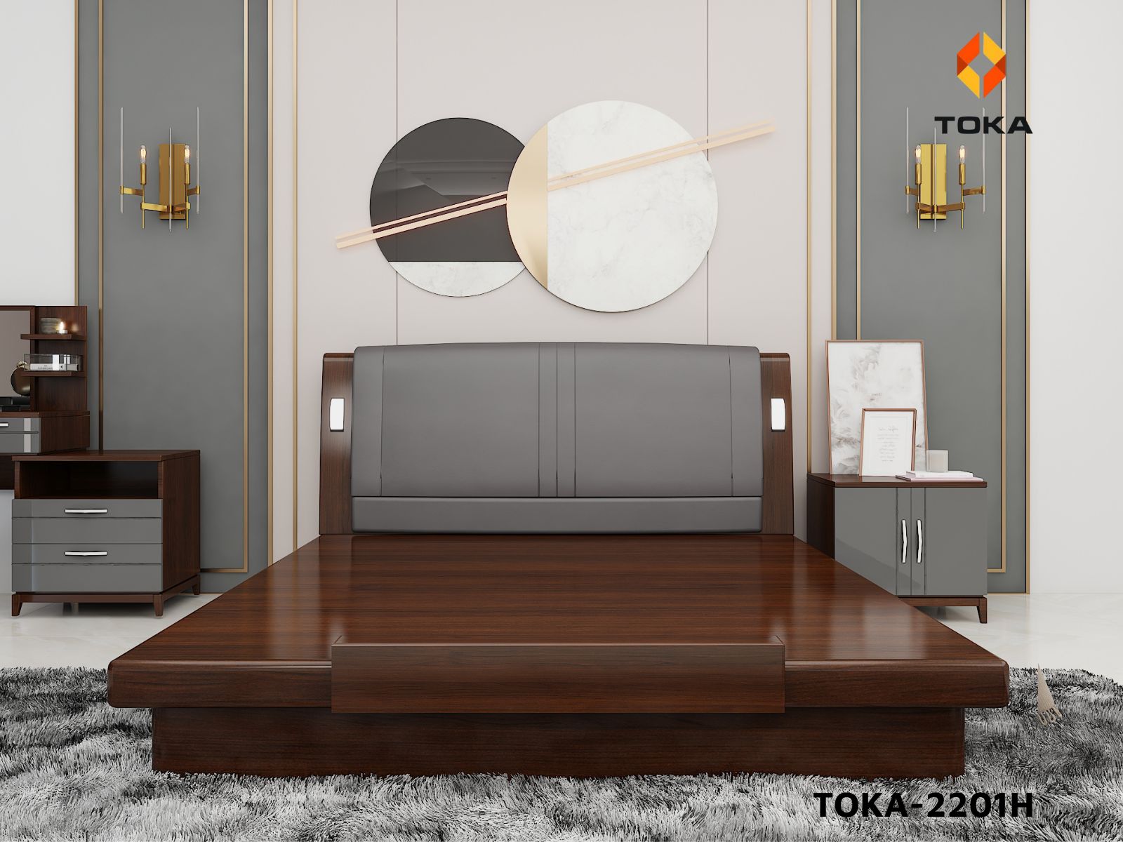 Bộ giường ngủ cao cấp TOKA-2201H