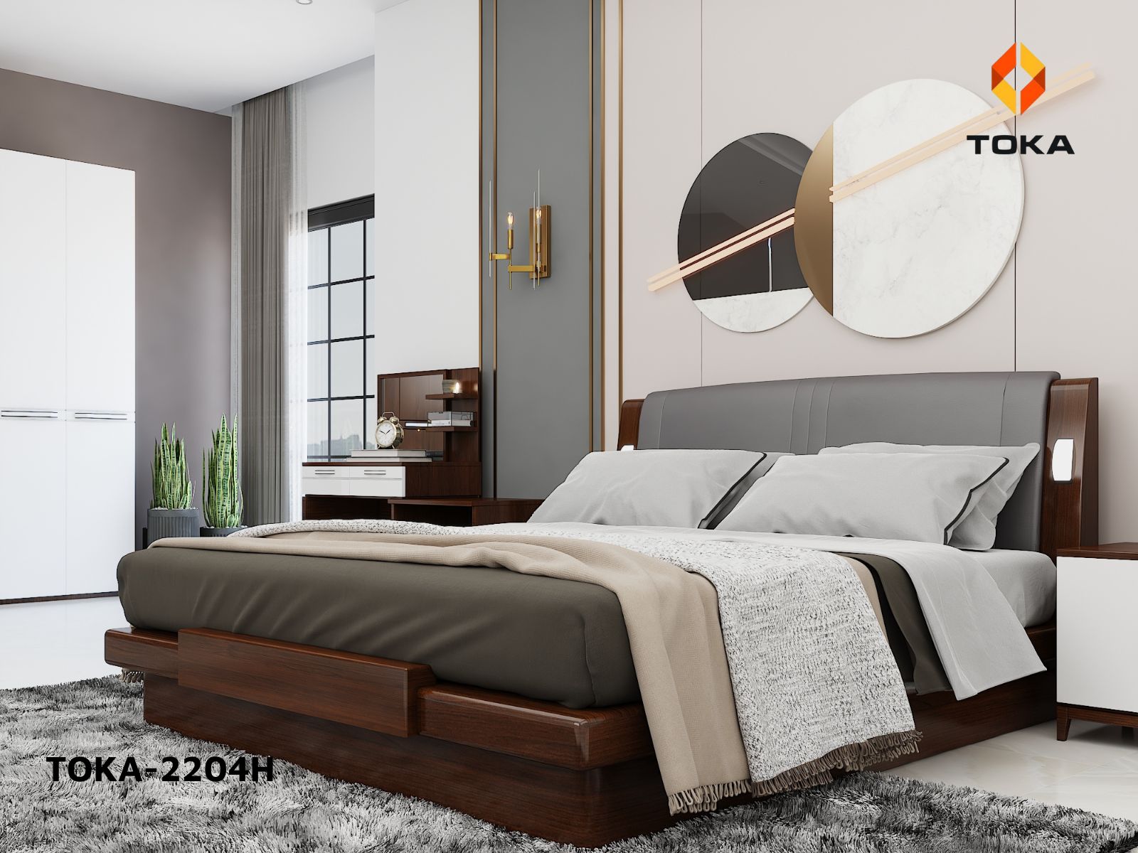 Bộ giường ngủ cao cấp TOKA-2204H
