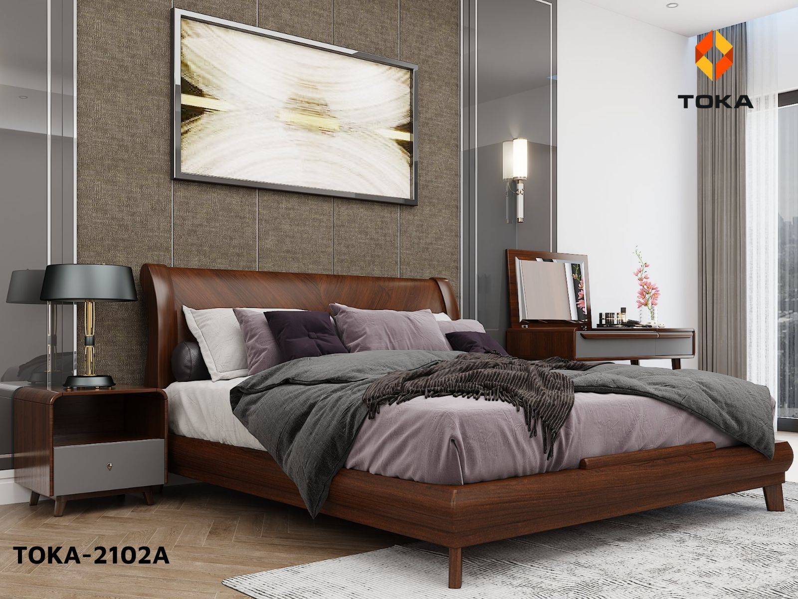 Bộ giường ngủ cao cấp TOKA-2102A