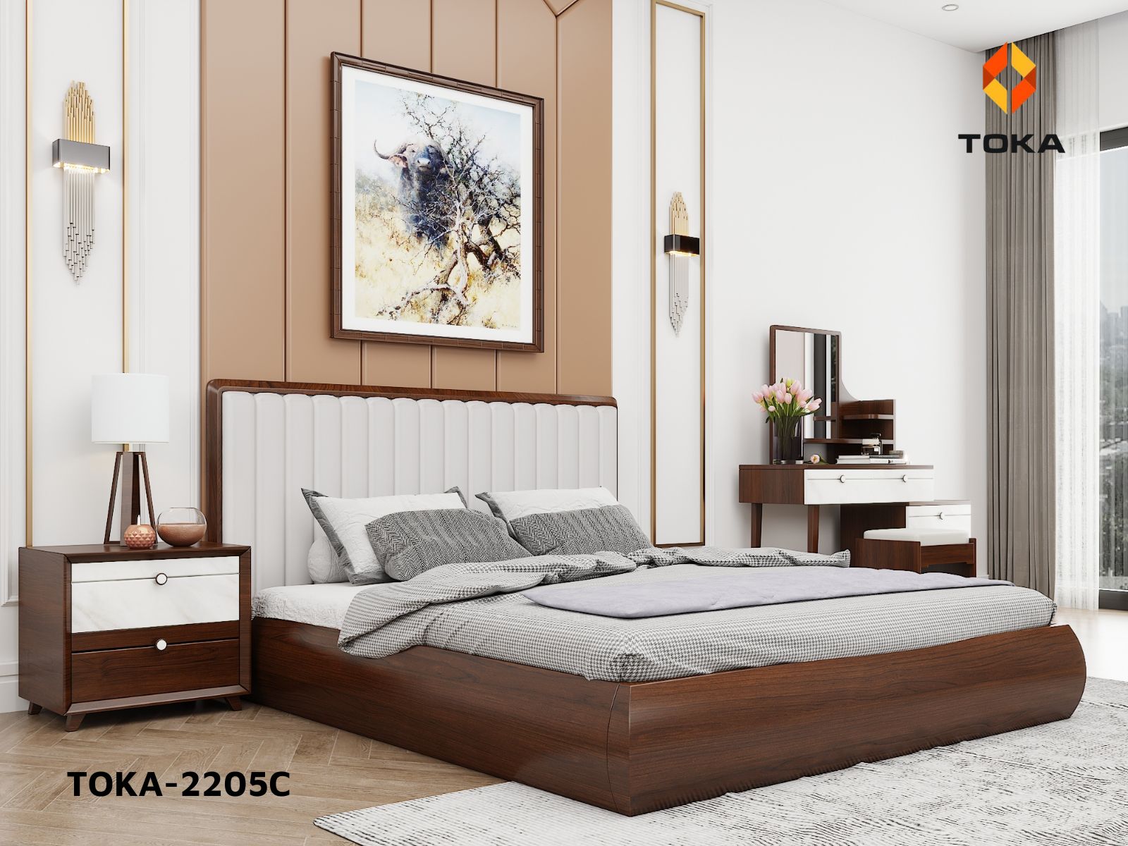 Bộ giường ngủ cao cấp TOKA-2205C