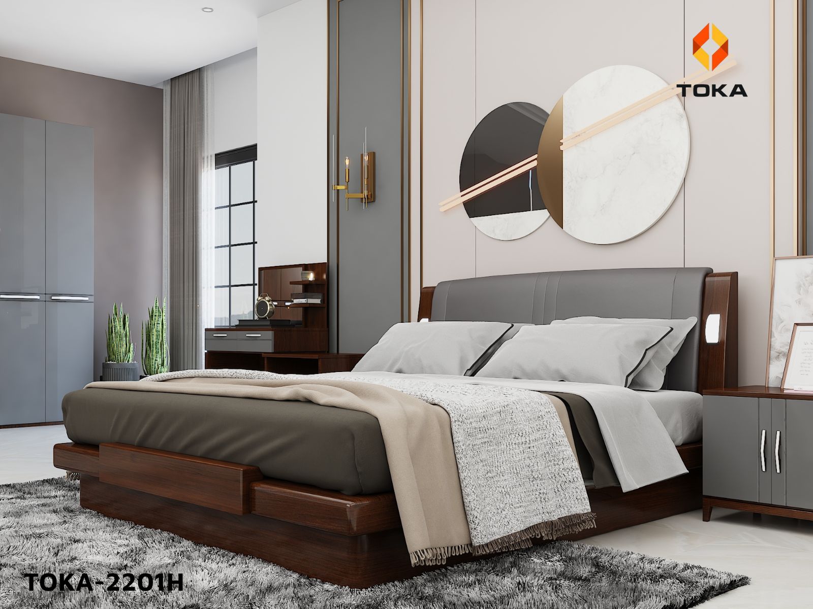 Bộ giường ngủ cao cấp TOKA-2201H